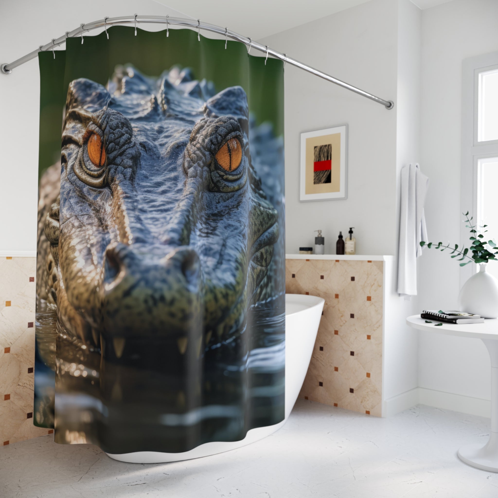 Crocodile Shower Curtain - Jungle Bathroom Décor, Wildlife Theme, Nature Lover Gift, Unique Home Accessory, Fun Bathroom Decoration