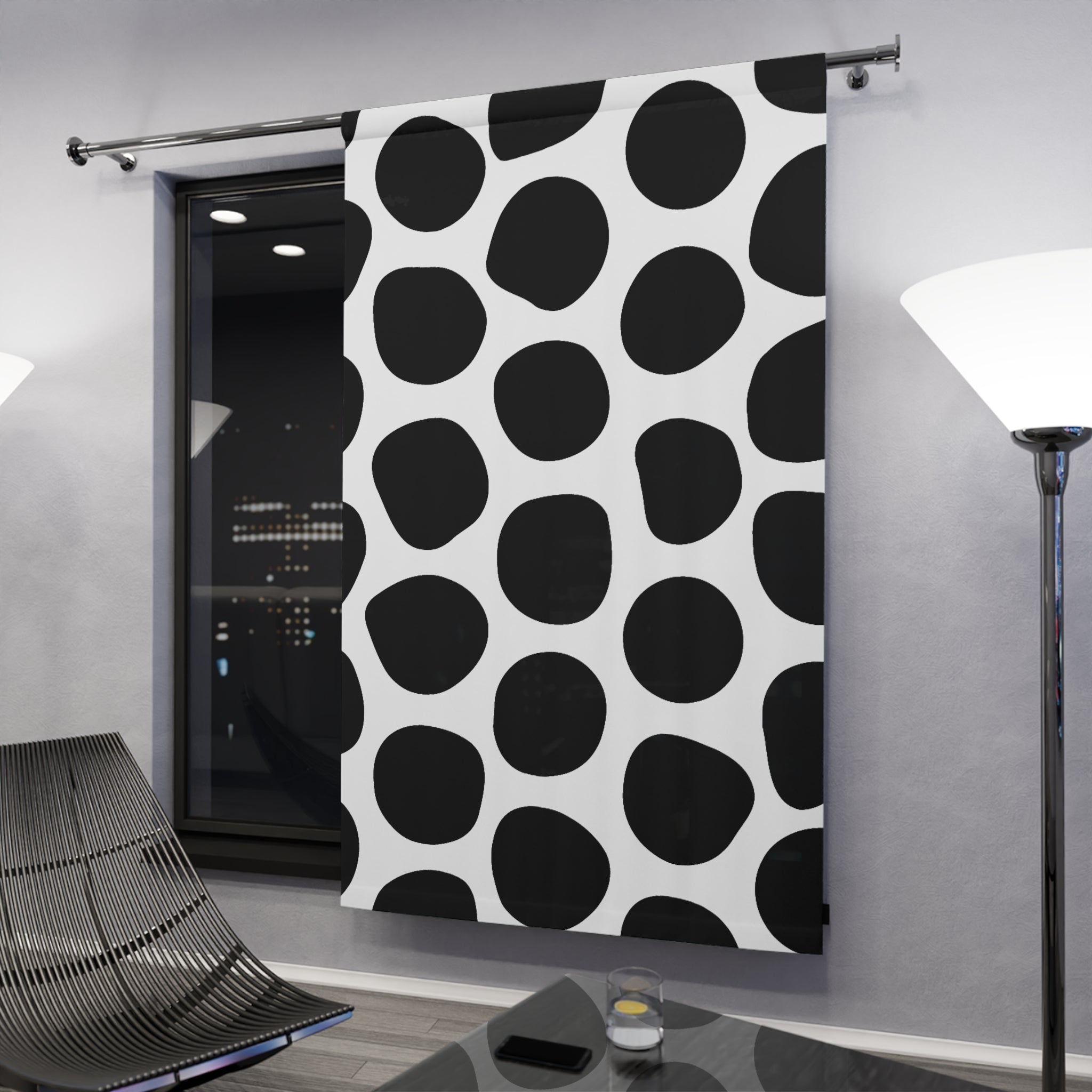 Black and White Bookoo Dots Blackout Window Curtain
