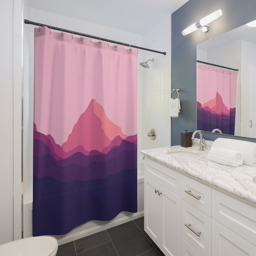 Mountain Sunset Shower Curtain | Vibrant Decorative Bathroom | Nature-Inspired Design | Modern Home Decor | Gift for Nature Lovers