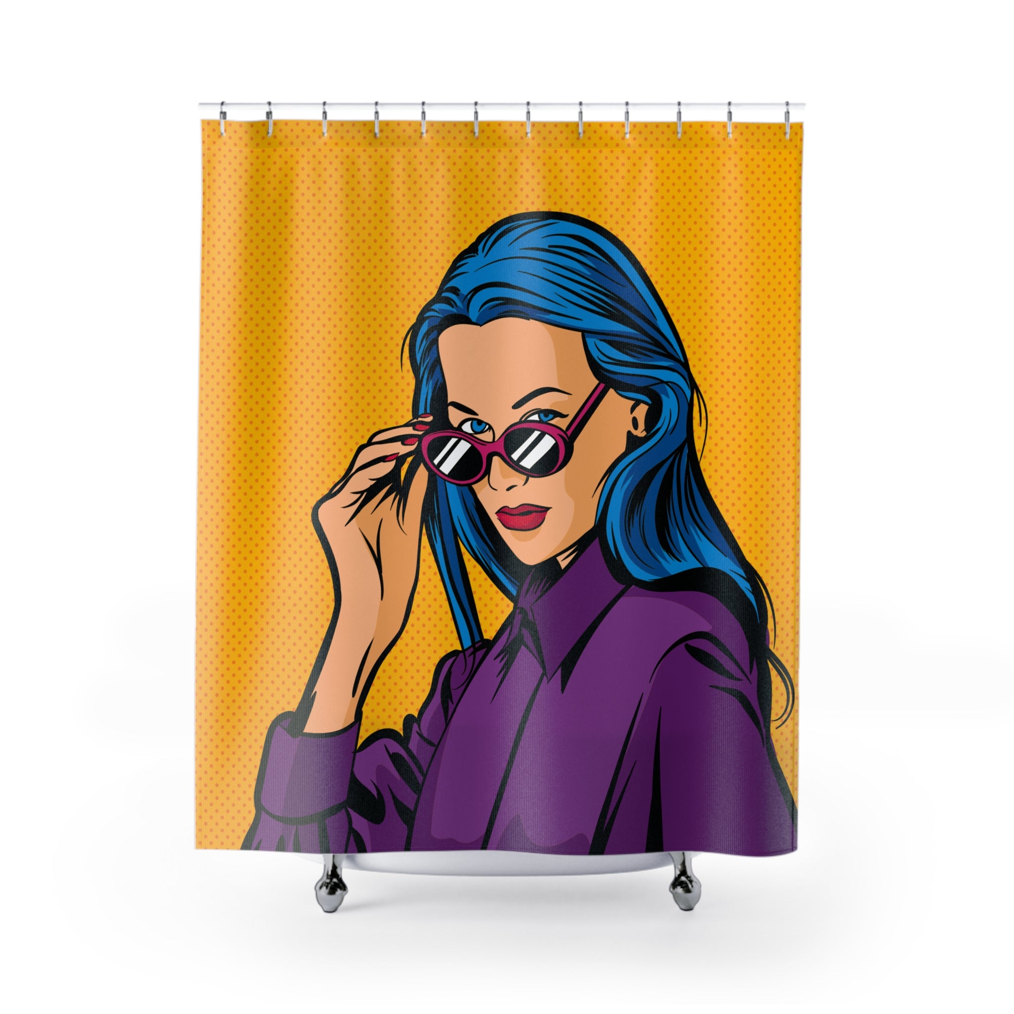 Pop Art Shower Curtain, Vintage Decor, Bright Bathroom Accent, Comic Style Home Décor, Fun Gift for Art Lovers, Retro Bathroom