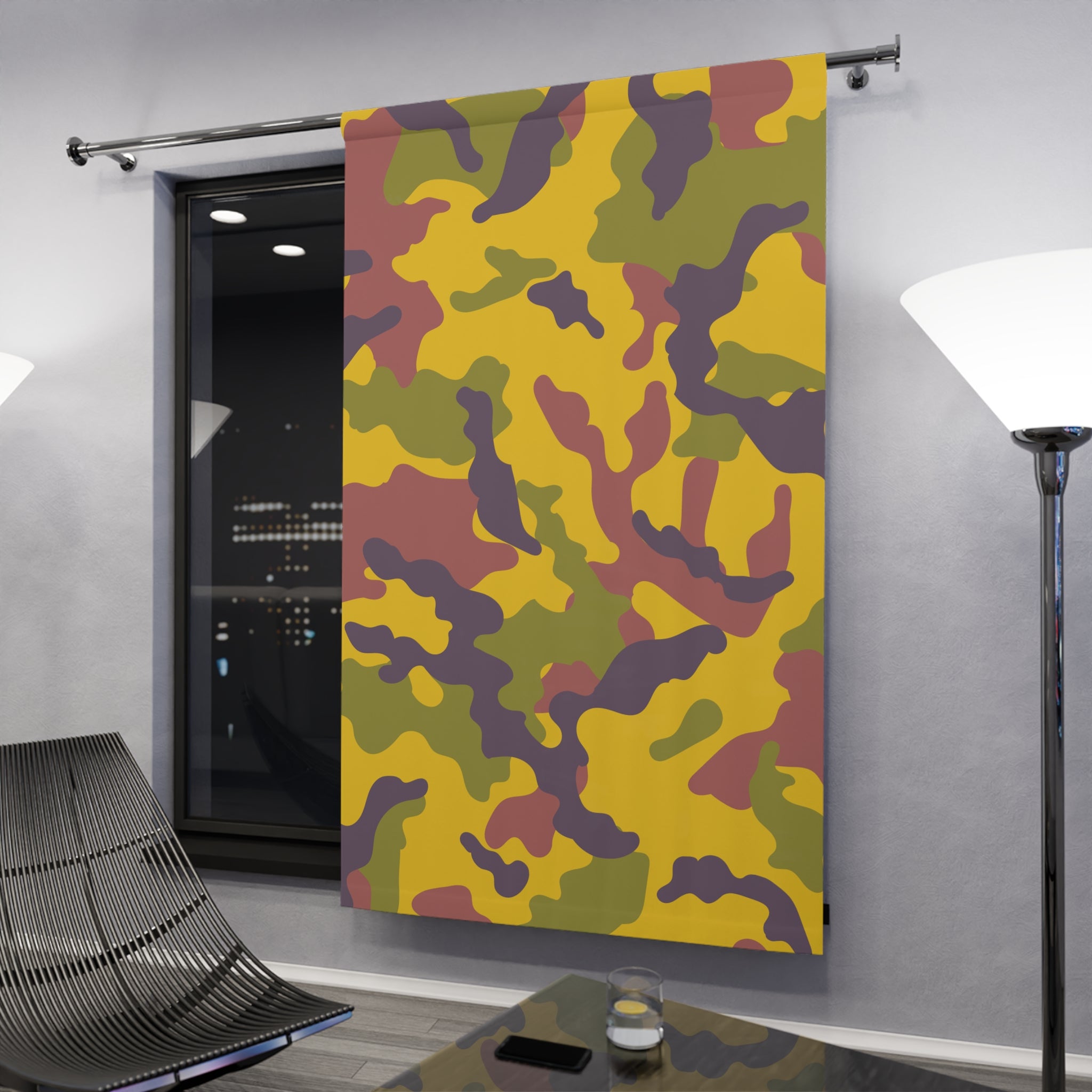 Yellow Camo Blackout Window Curtain