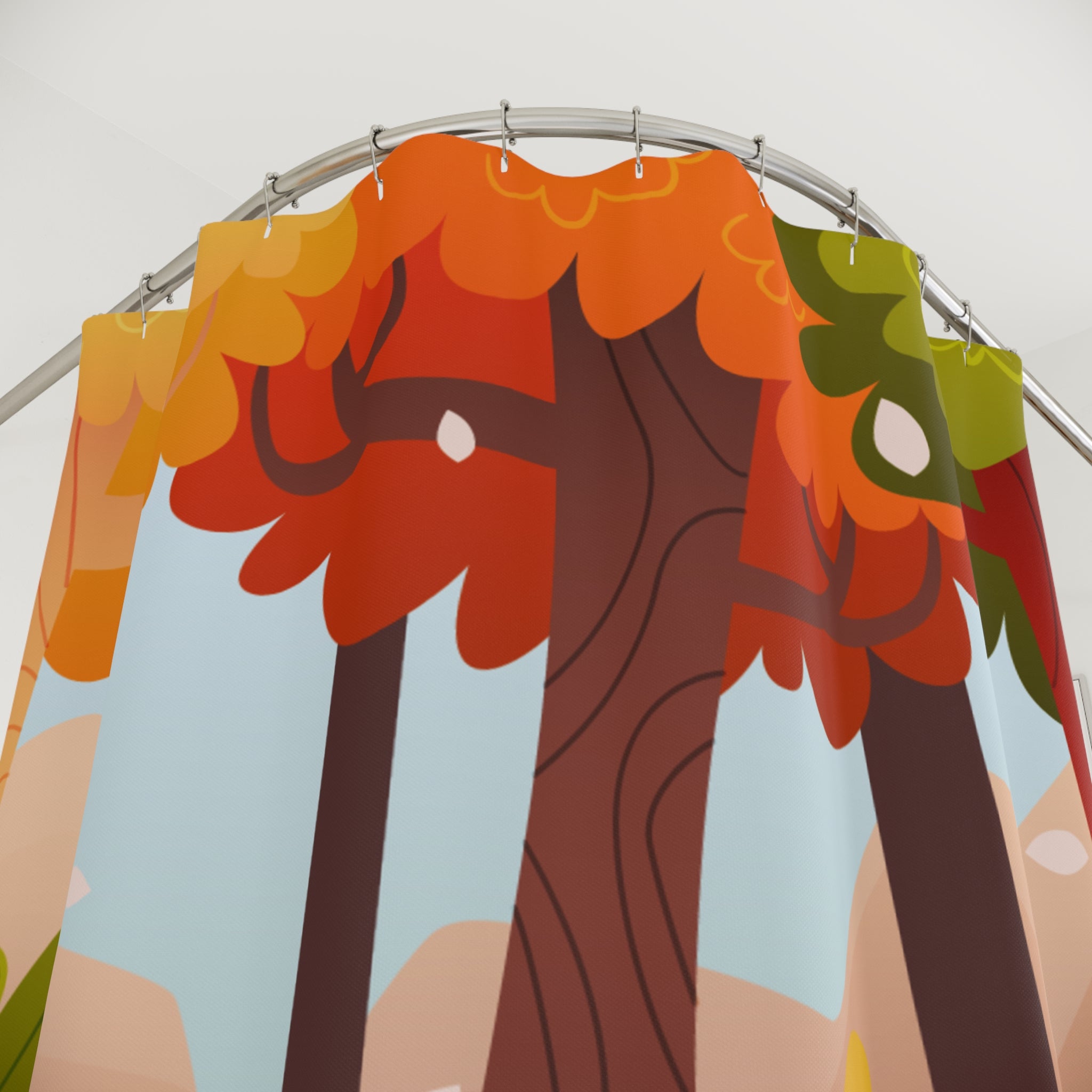 Autumn Forest Shower Curtain, Cozy Bathroom Decor, Nature Lover Gift, Fall Home Accent, Seasonal Celebration