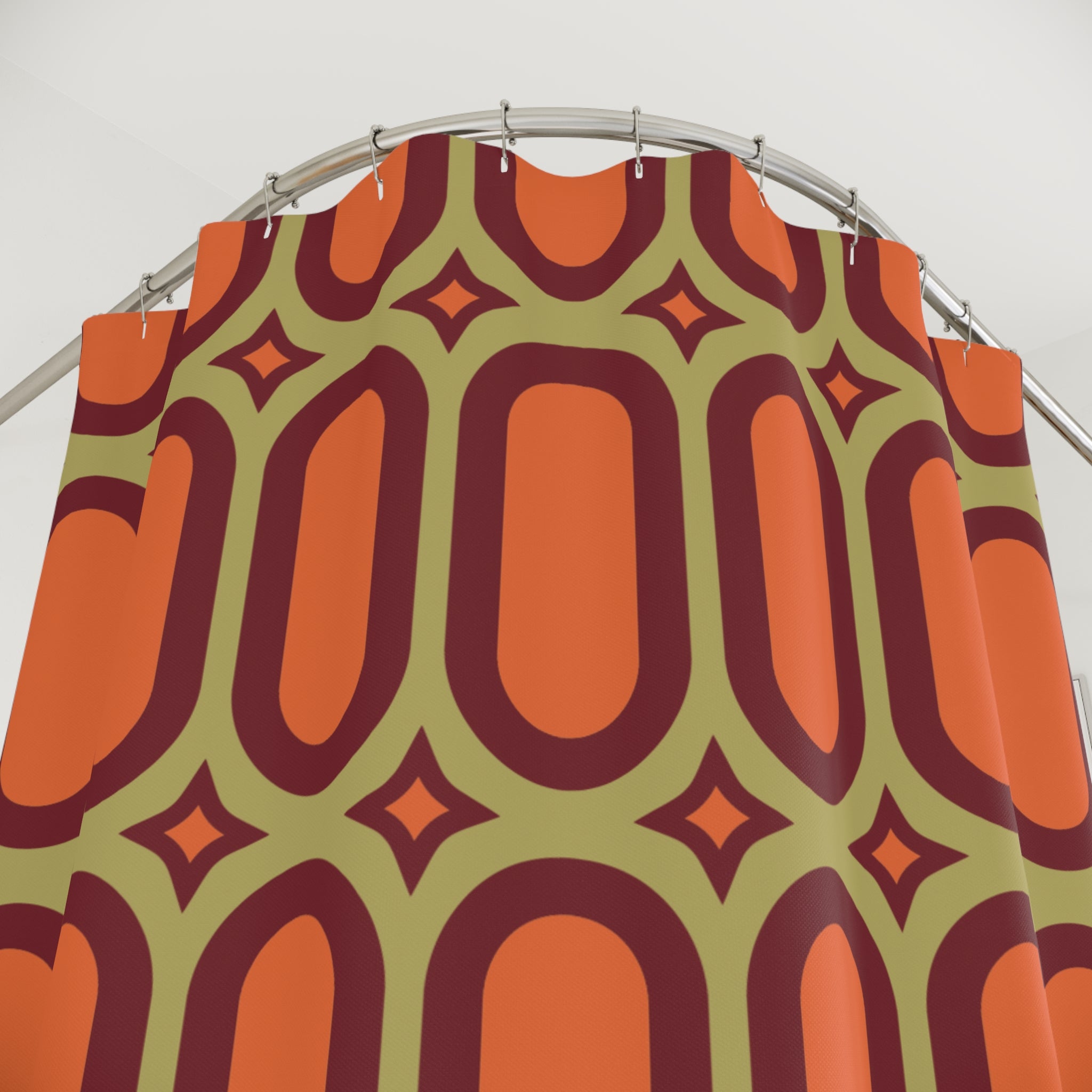 Retro Oval Things Geometric Shower Curtain