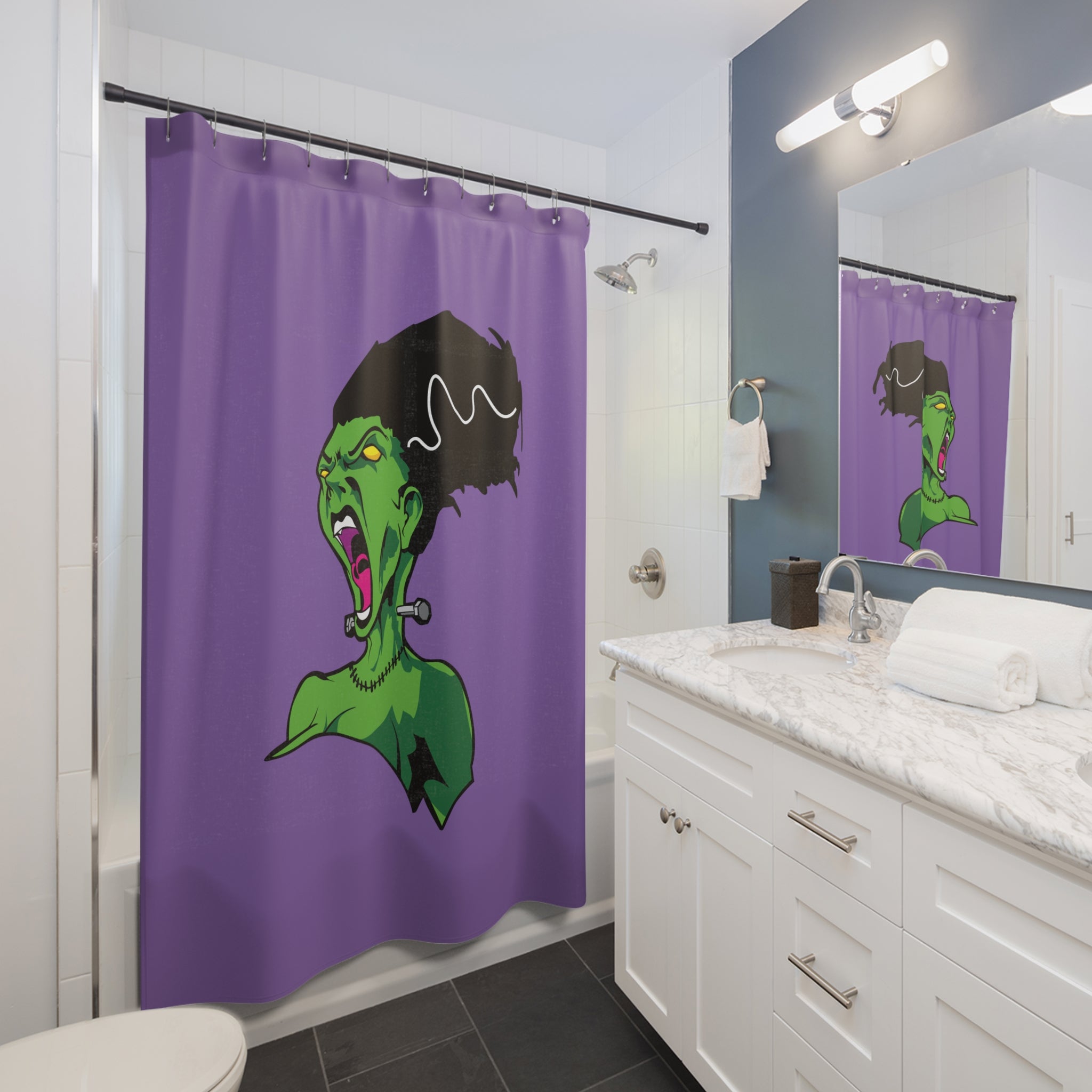 Gothic Monster Shower Curtains, Frightening Bathroom Decor, Halloween Gift, Unique Home Accessories, Whimsical Design