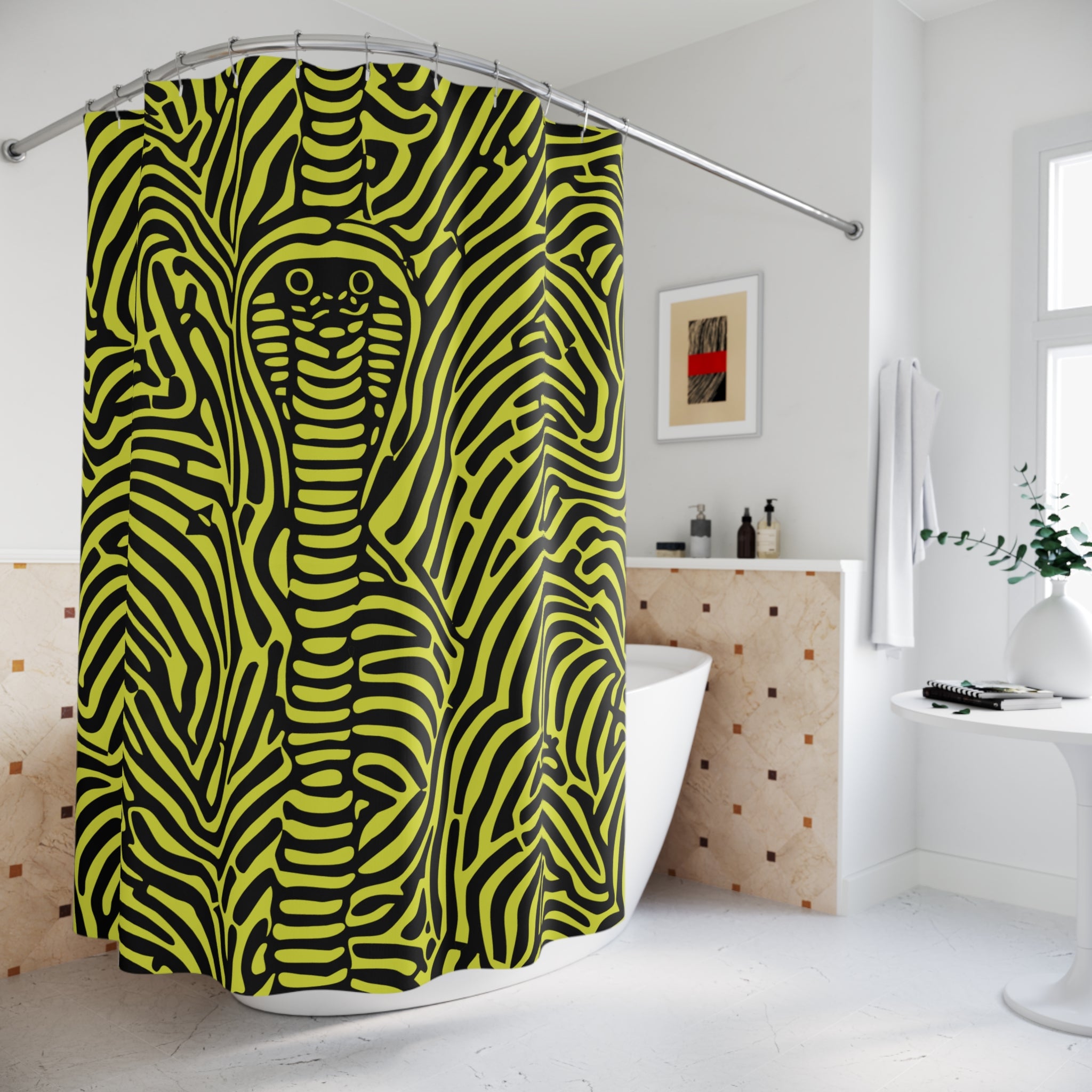 Oh My a Yellowish Cobra Design Shower Curtain