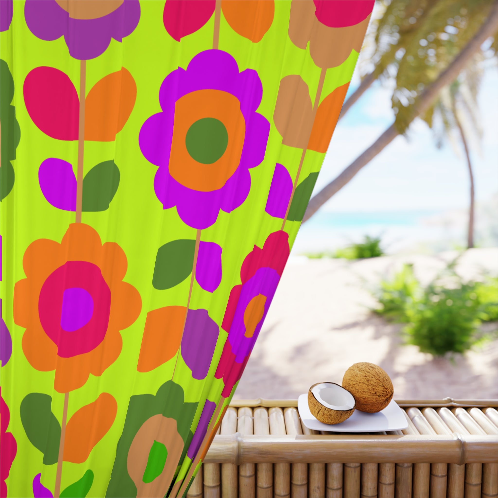 Crazy in Love Yellow Floral Pattern Blackout Window Curtain