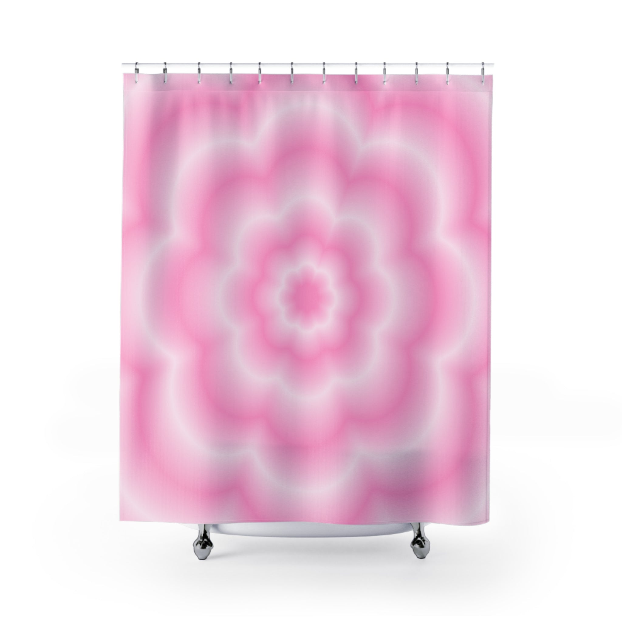 Romantic Pink Flower Spiral Shower Curtain, Elegant Bathroom Decor, Soft Floral Design, Ideal for Home, Gift for Her, Mother's Day