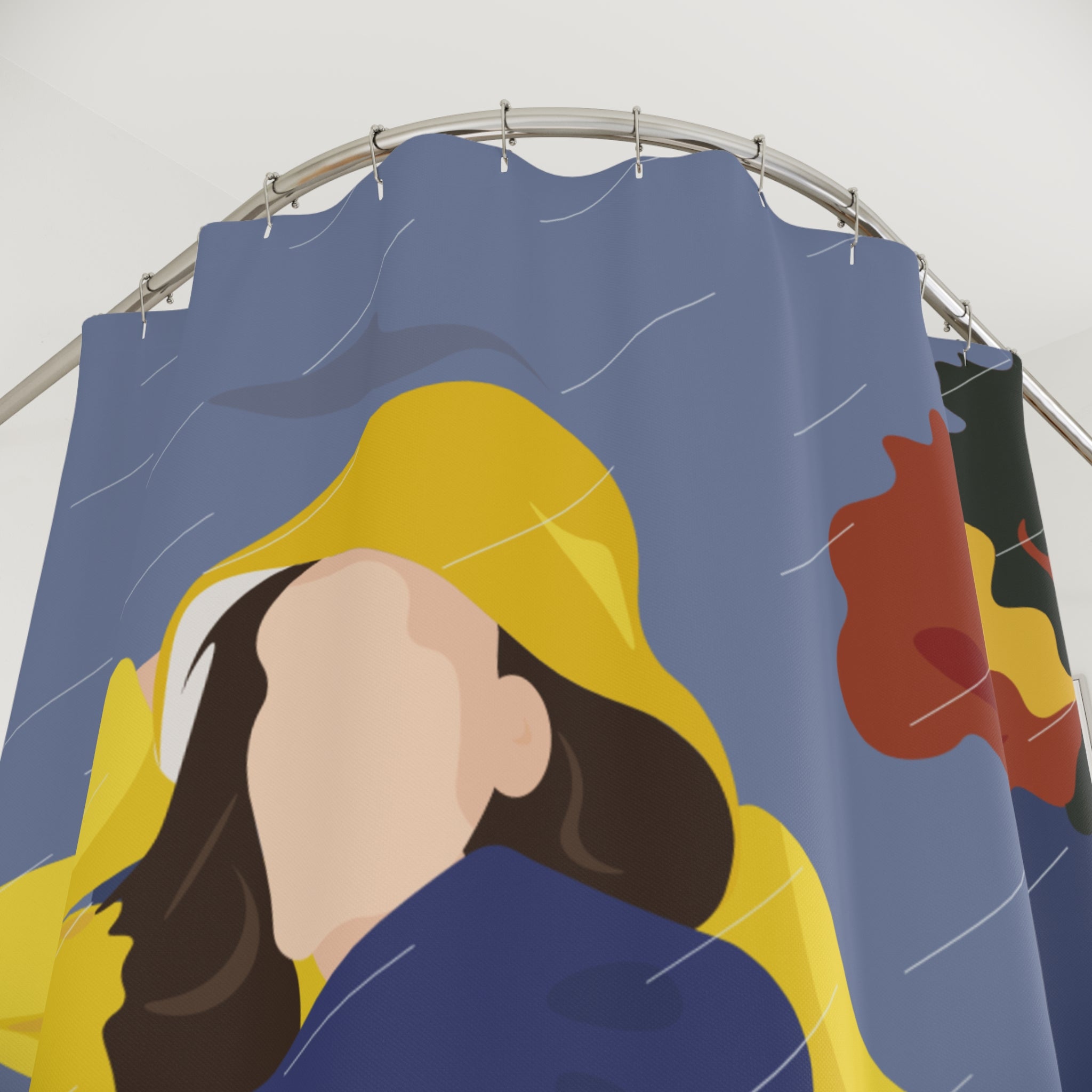 Colorful Rainy Day Shower Curtain, Modern Bathroom Decor, Autumn Vibes, Gift for Home Improvement, Unique Rainy Day Design