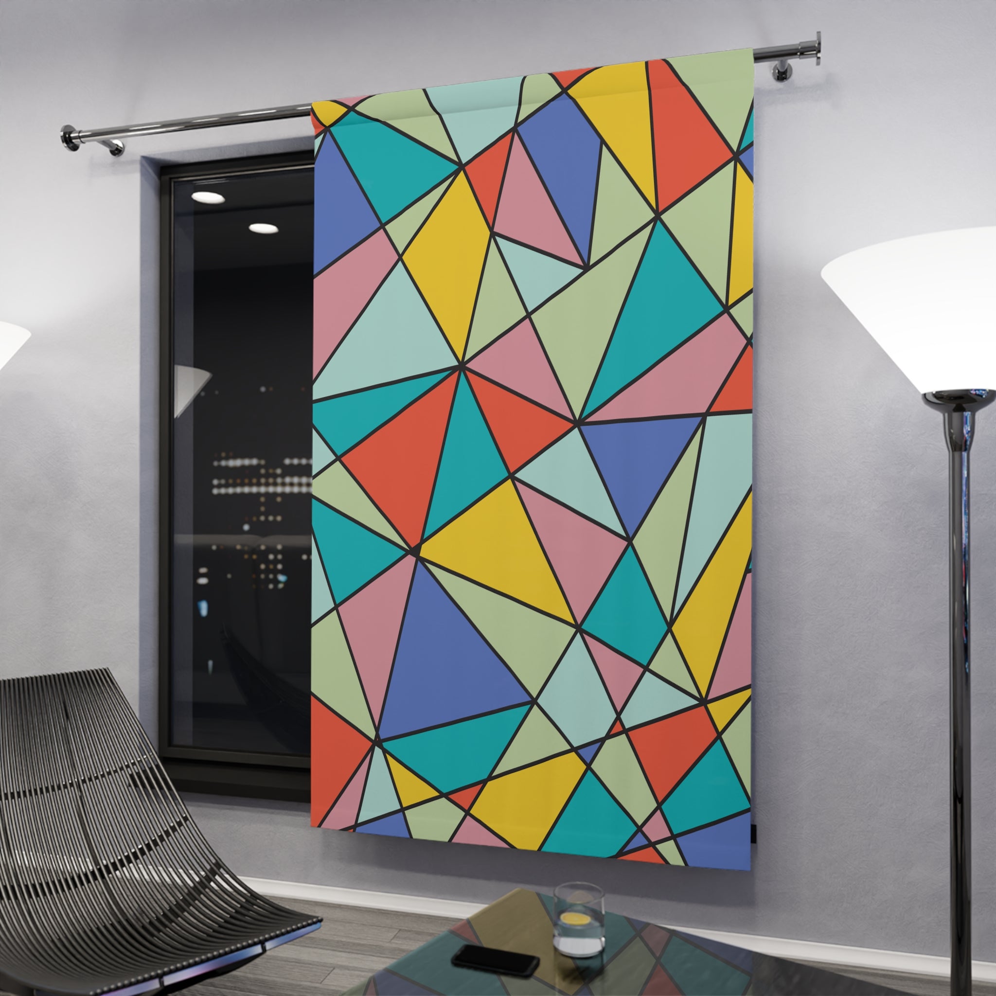 Stained Glasish Design Blackout Window Curtain