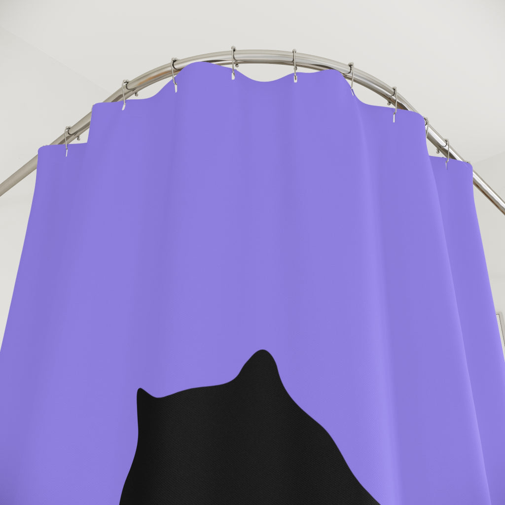 Big Bold and Chonky Cat Silhouette Shower Curtain - Cozy Bathroom Decor for Cat Lovers, Fun Gifts, Animal Lovers, Purple Bath Accessory