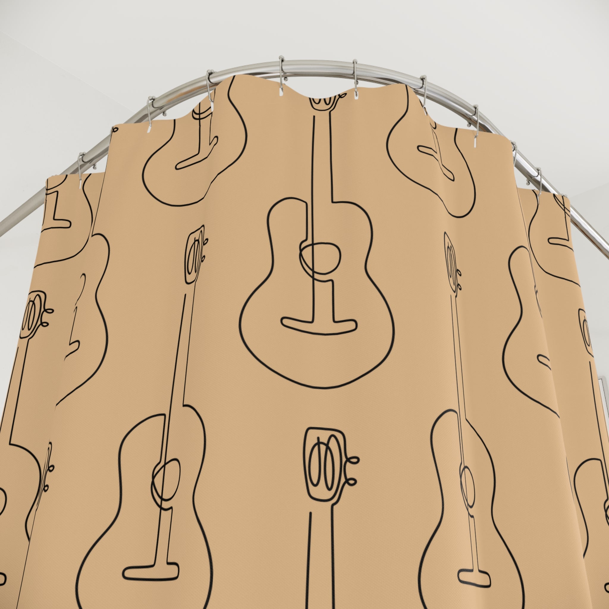 Guitar Minimalist Shower Curtain, Musical Bathroom Decor, Gift for Musicians, Rustic Home Accessories, Unique Gift for Music Lovers
