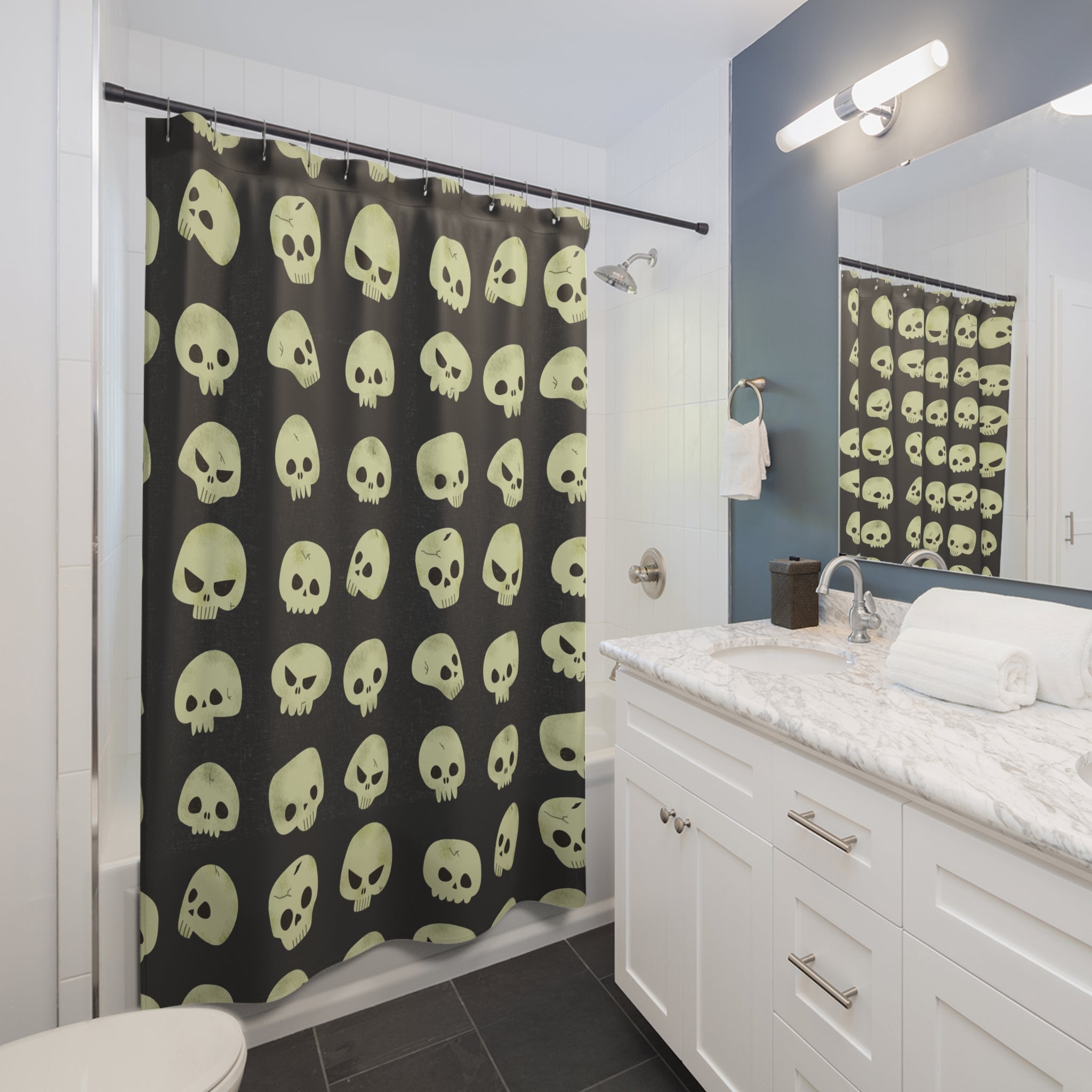 Gothic Skull Shower Curtain, Bathroom Decor, Halloween Decor, Spooky Home Goods, Unique Gift for Scary Theme Lovers