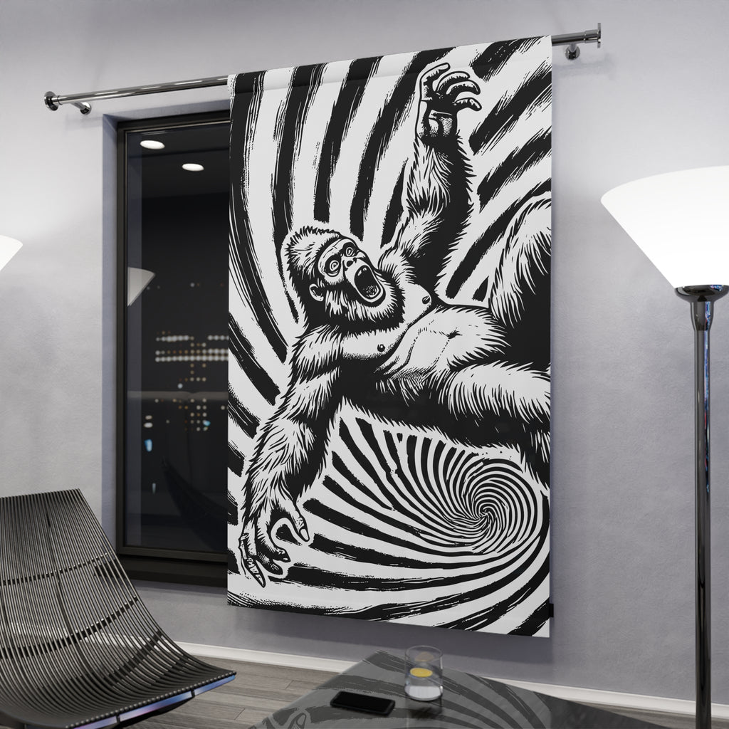 Whimsical Sasquatch Through Time Blackout Window Curtain