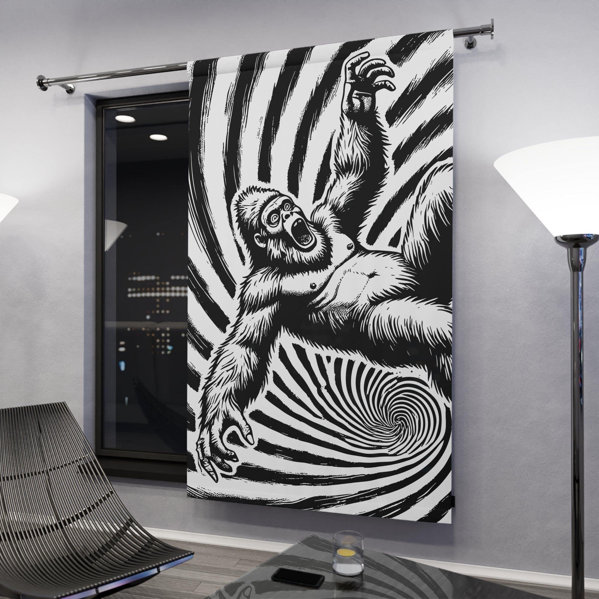 Whimsical Sasquatch Through Time Blackout Window Curtain