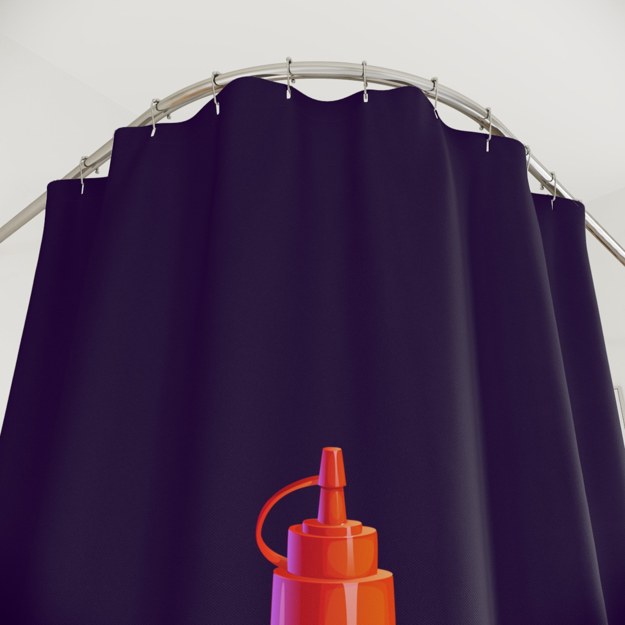 Single Like a Ketchup Bottle Shower Curtain – Quirky Bathroom Decor, Fun Gift for Foodies, Unique Shower Accessories, Colorful Home Decor
