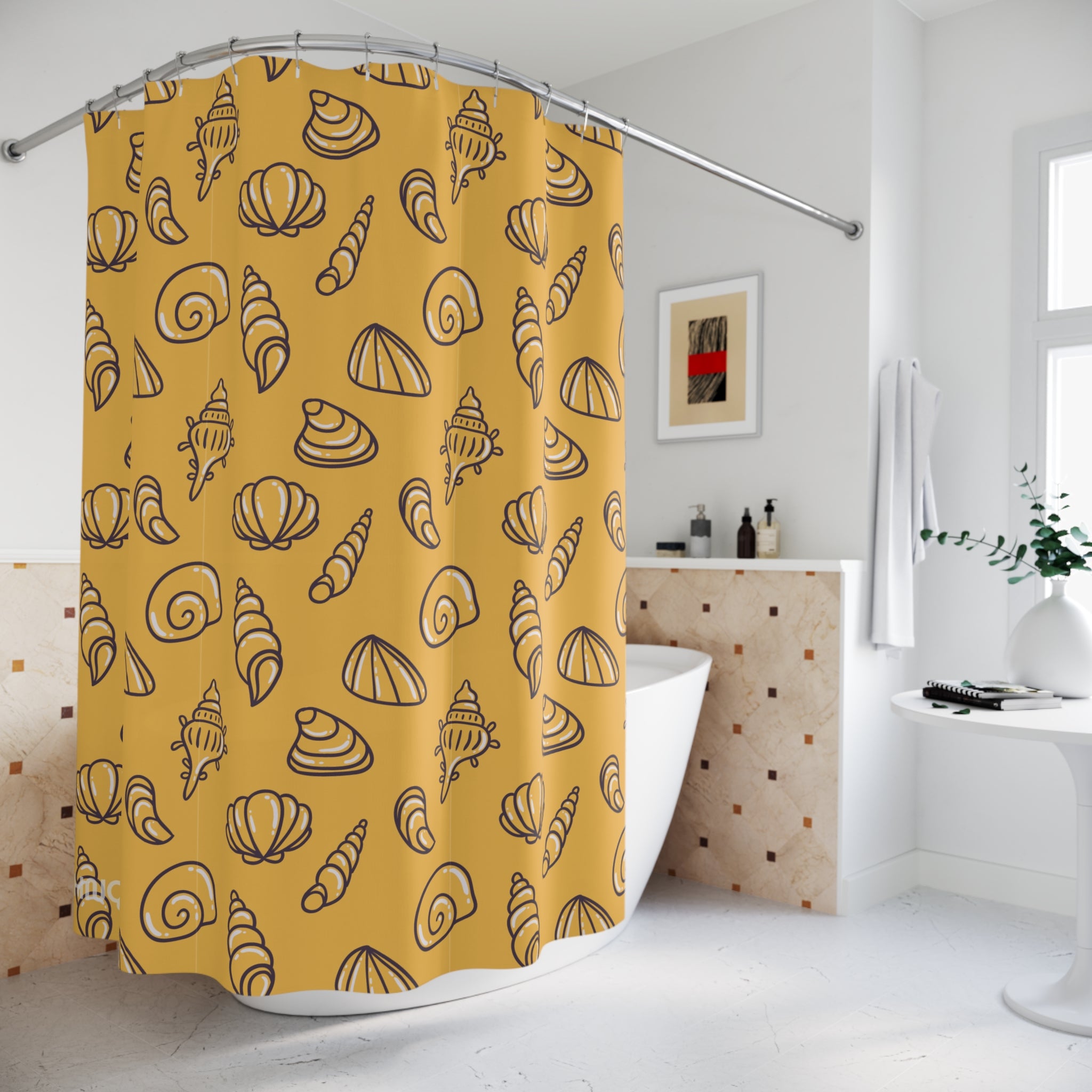 Coastal Shell Shower Curtain, Nautical Bathroom Decor, Beach House Shower, Ocean-Inspired Curtains, Summer Vibes Home Decor