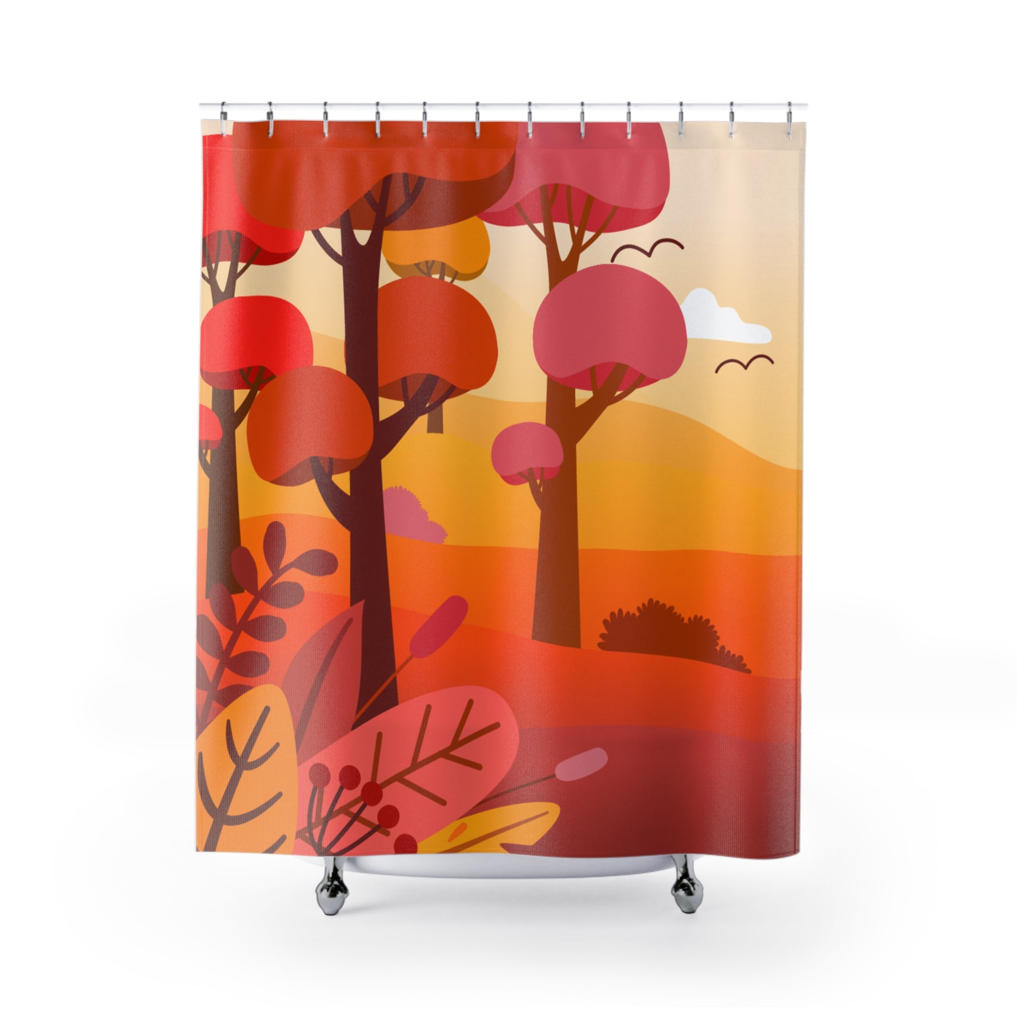 Autumn Forest Shower Curtain, Cozy Bathroom Decor, Fall Themed, Nature Inspired, Gift for Home