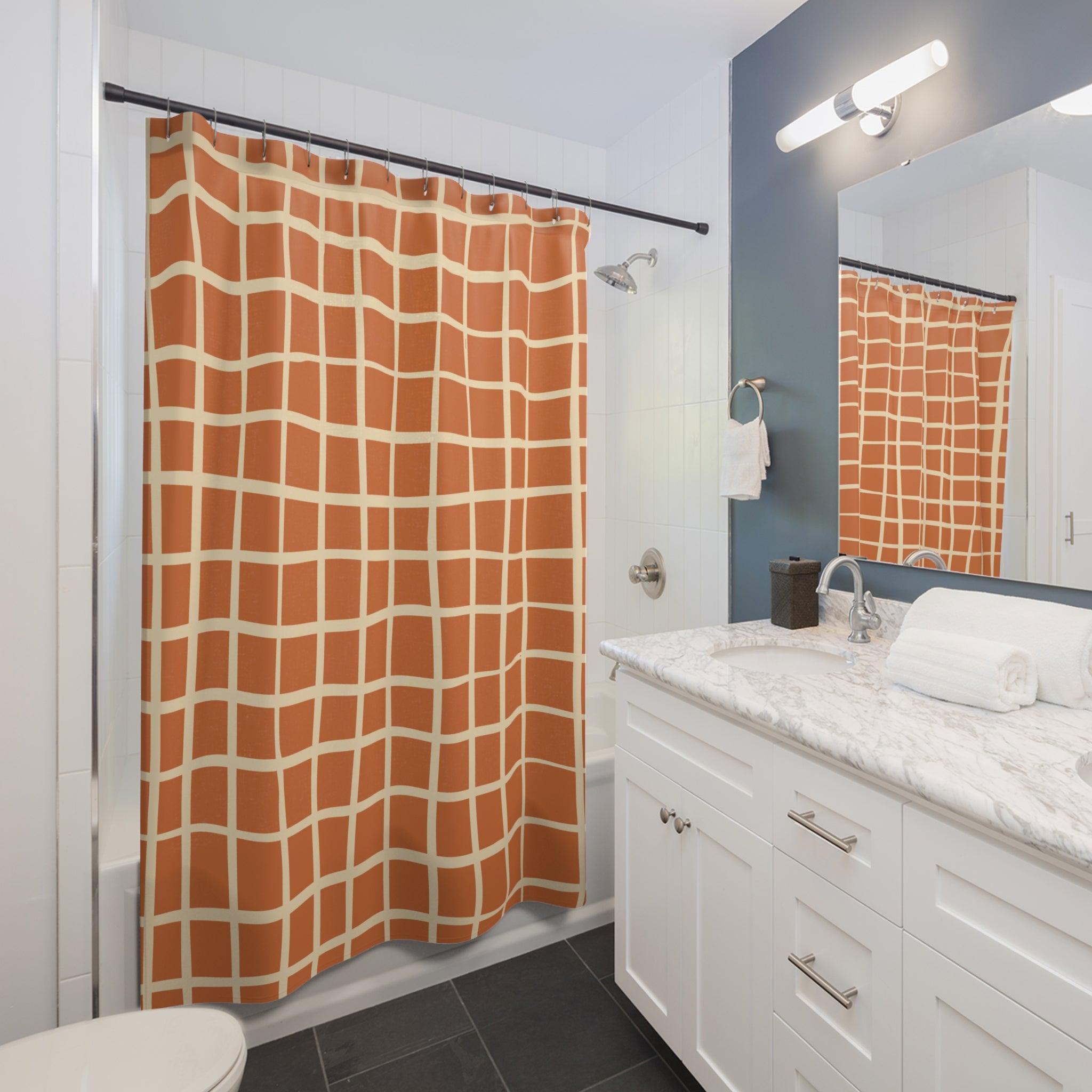 Geometric Patterned Shower Curtain, Modern Bathroom Decor, Stylish Home Accents, Unique Gift Idea, Vibrant Color Palette