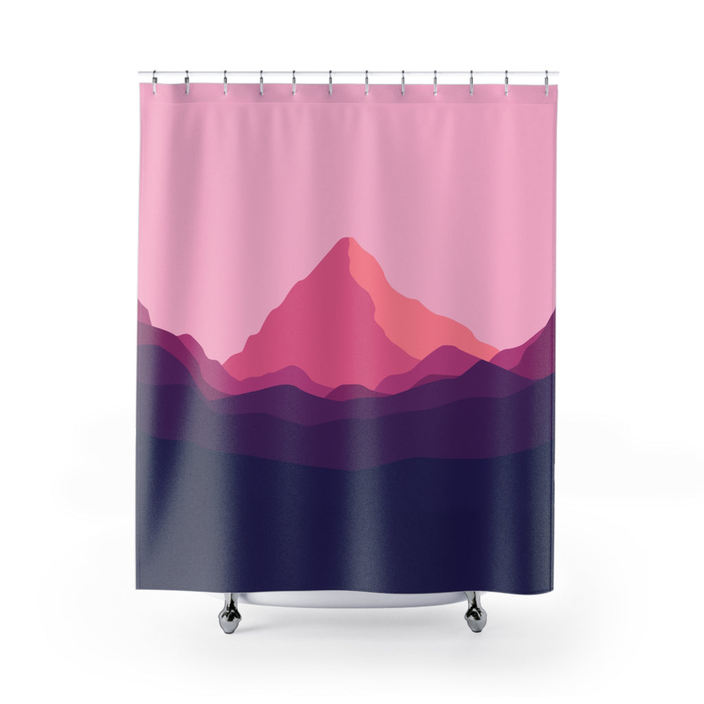 Mountain Sunset Shower Curtain | Vibrant Decorative Bathroom | Nature-Inspired Design | Modern Home Decor | Gift for Nature Lovers