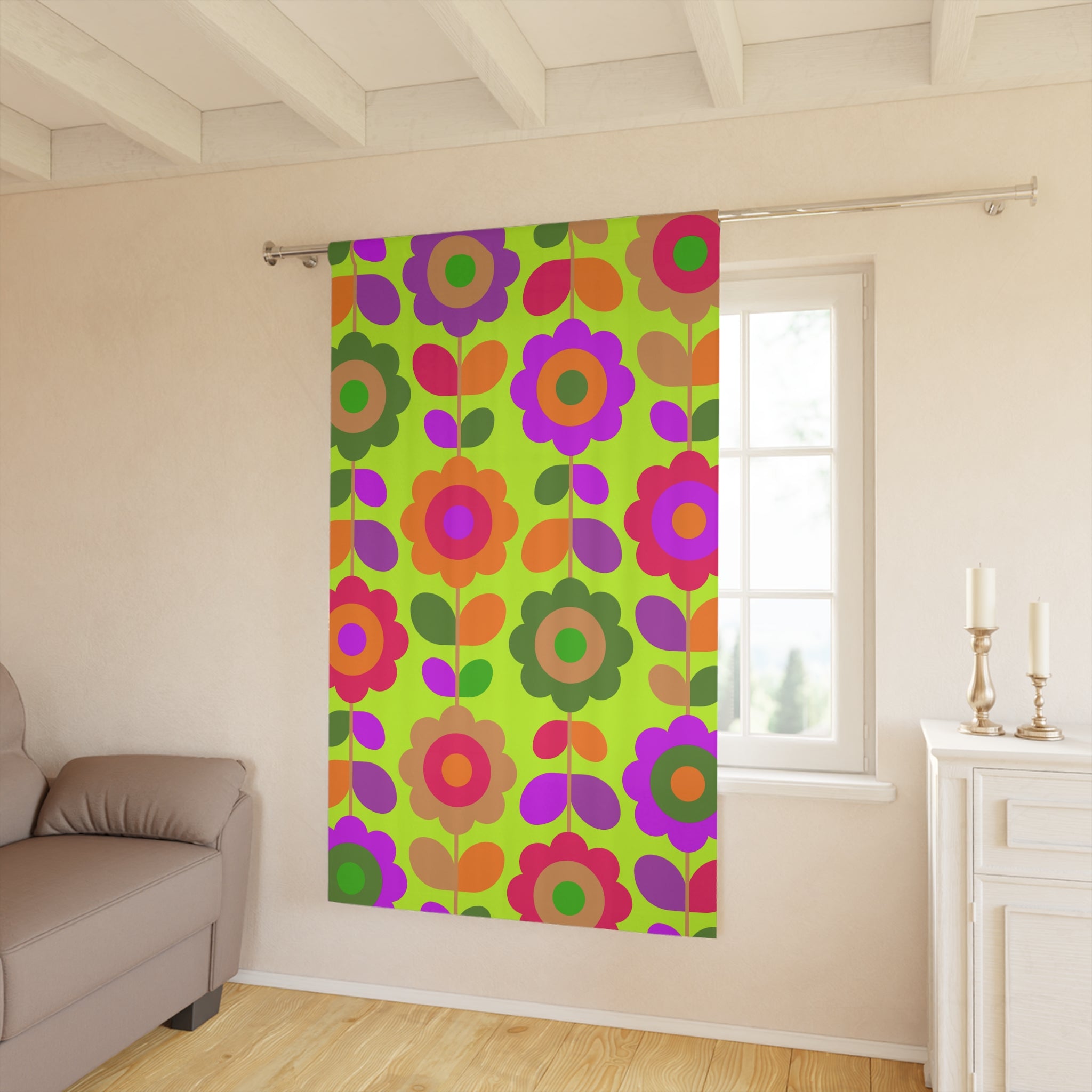 Crazy in Love Yellow Floral Pattern Blackout Window Curtain