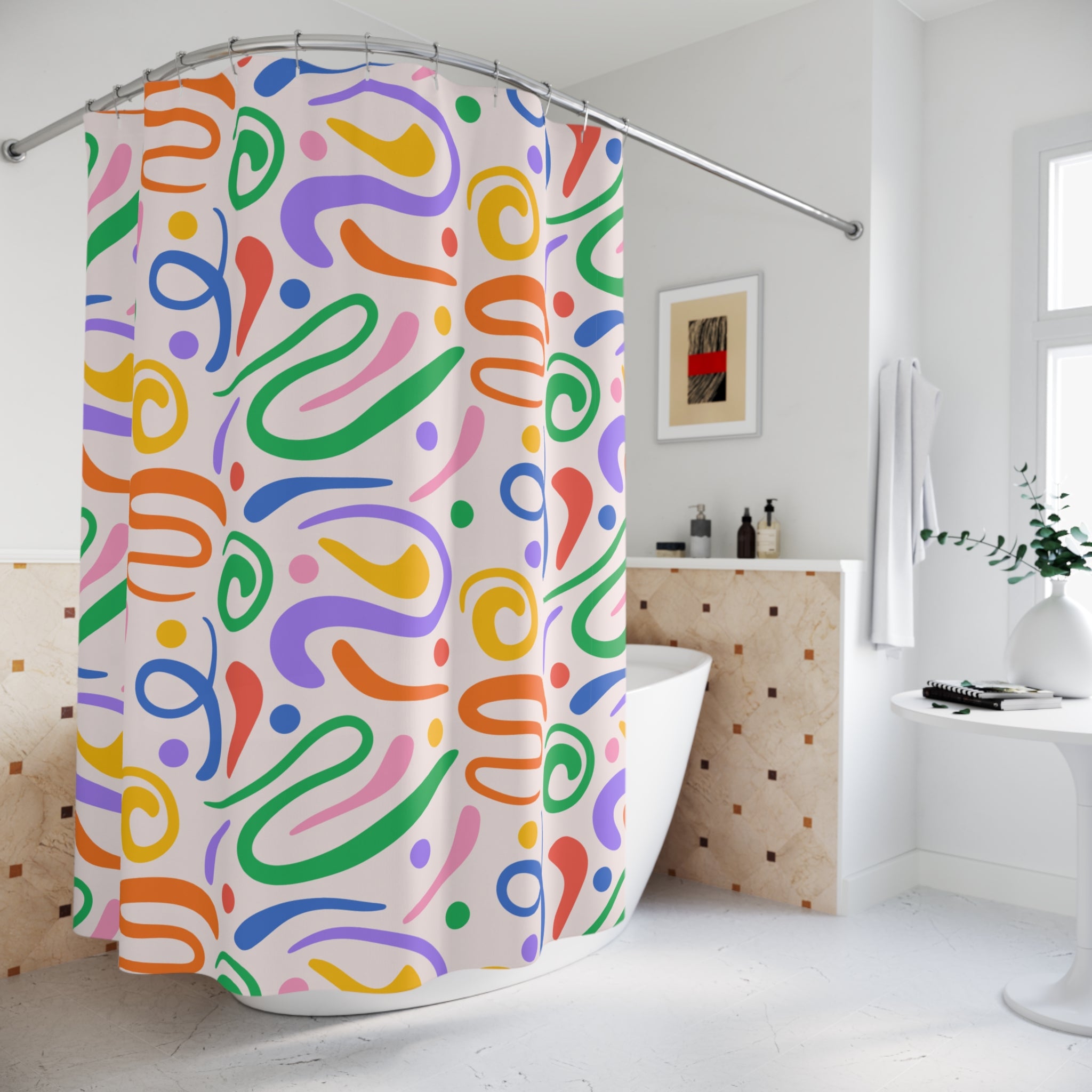 Colorful Abstract Shower Curtain, Fun Bathroom Decor, Vibrant Home Accessory, Gift for Housewarming, Modern Design, Vibrant Patterns