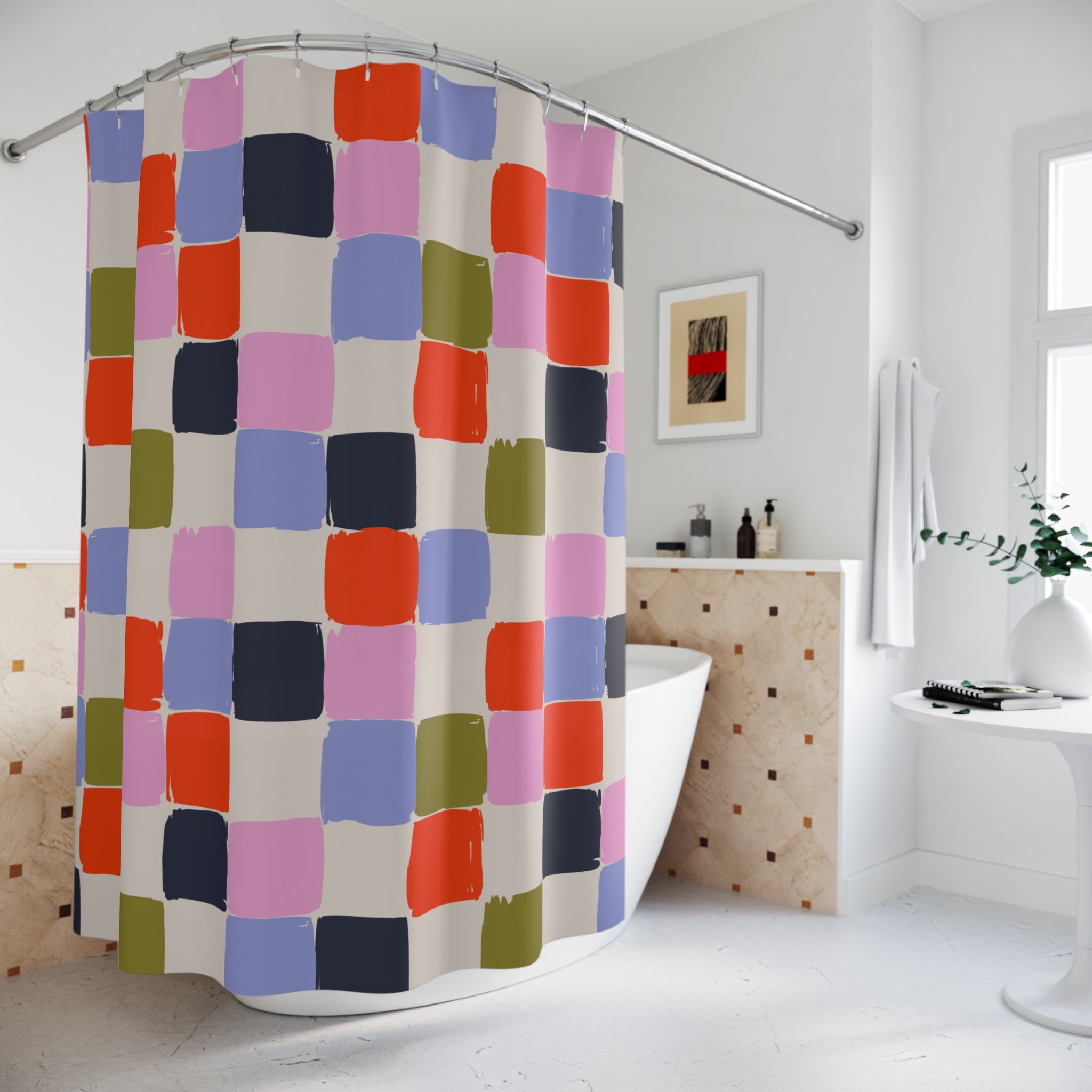 Colorful Patterned Shower Curtains, Decorative Bathroom Accessory, Unique Gift for Home, Modern Decor, Holiday Present Ideas, Vibrant Design