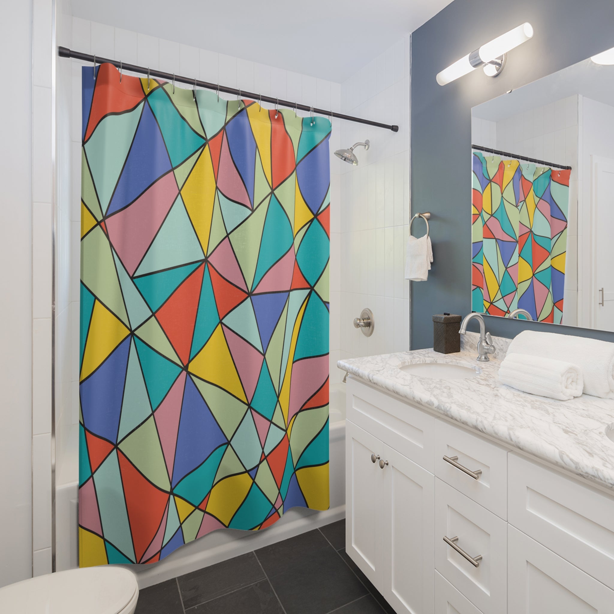 Stained Glassish Design Shower Curtain