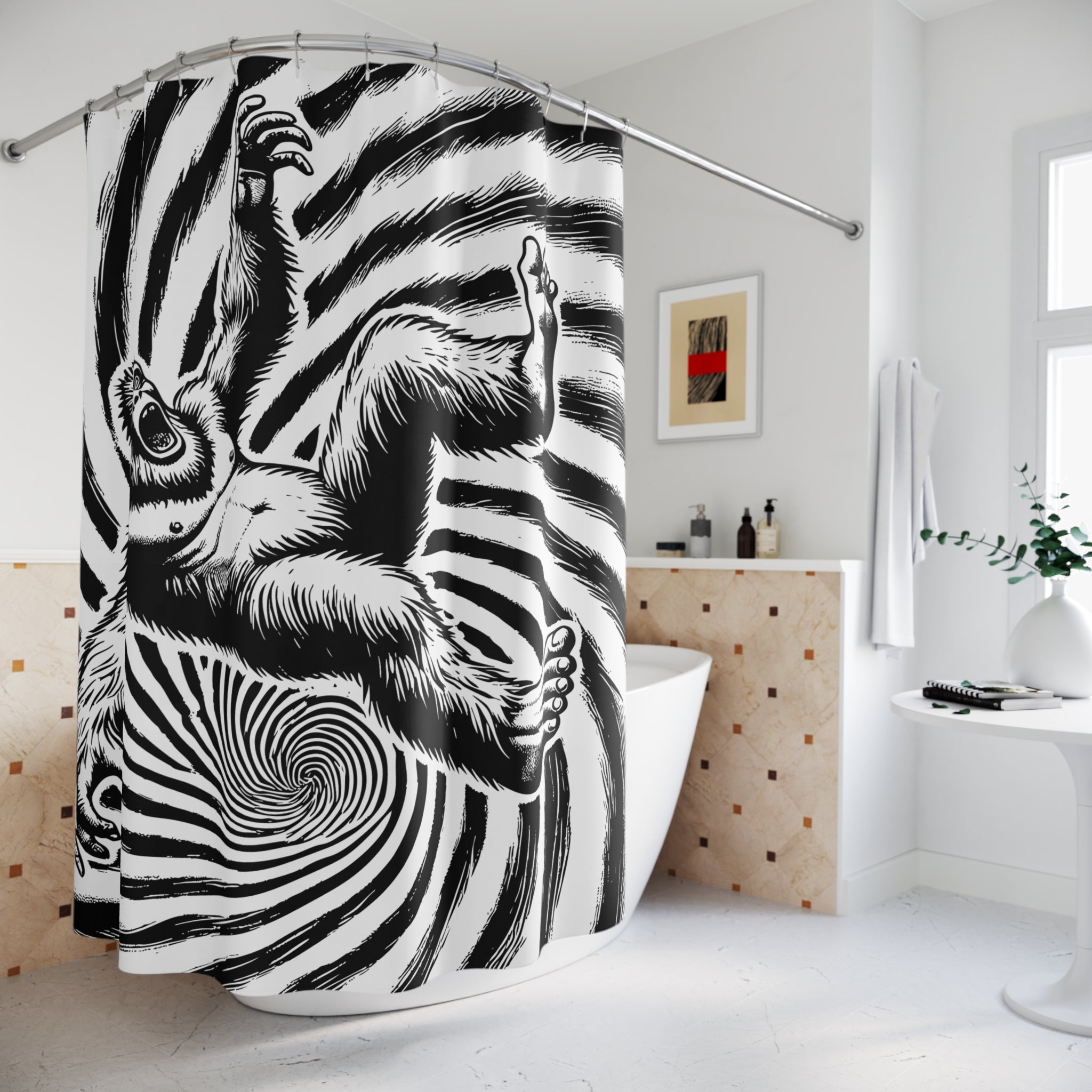 Whimsical Sasquatch Through Time Shower Curtain