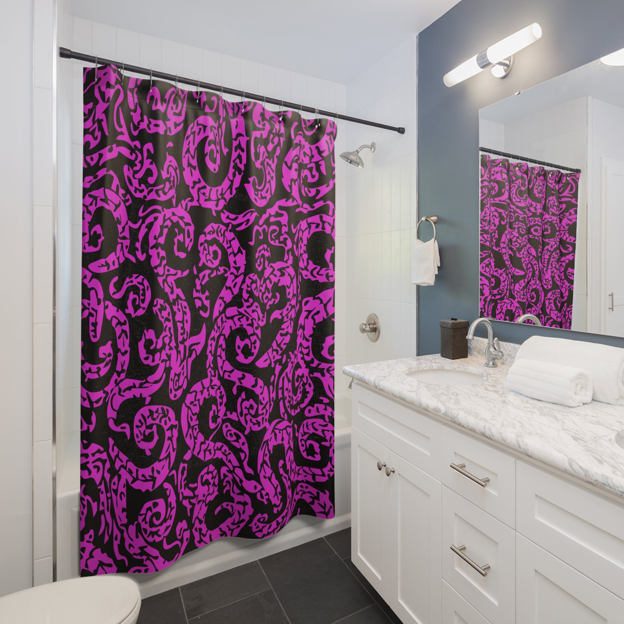 A Little Pink Snaky Patterned Shower Curtain