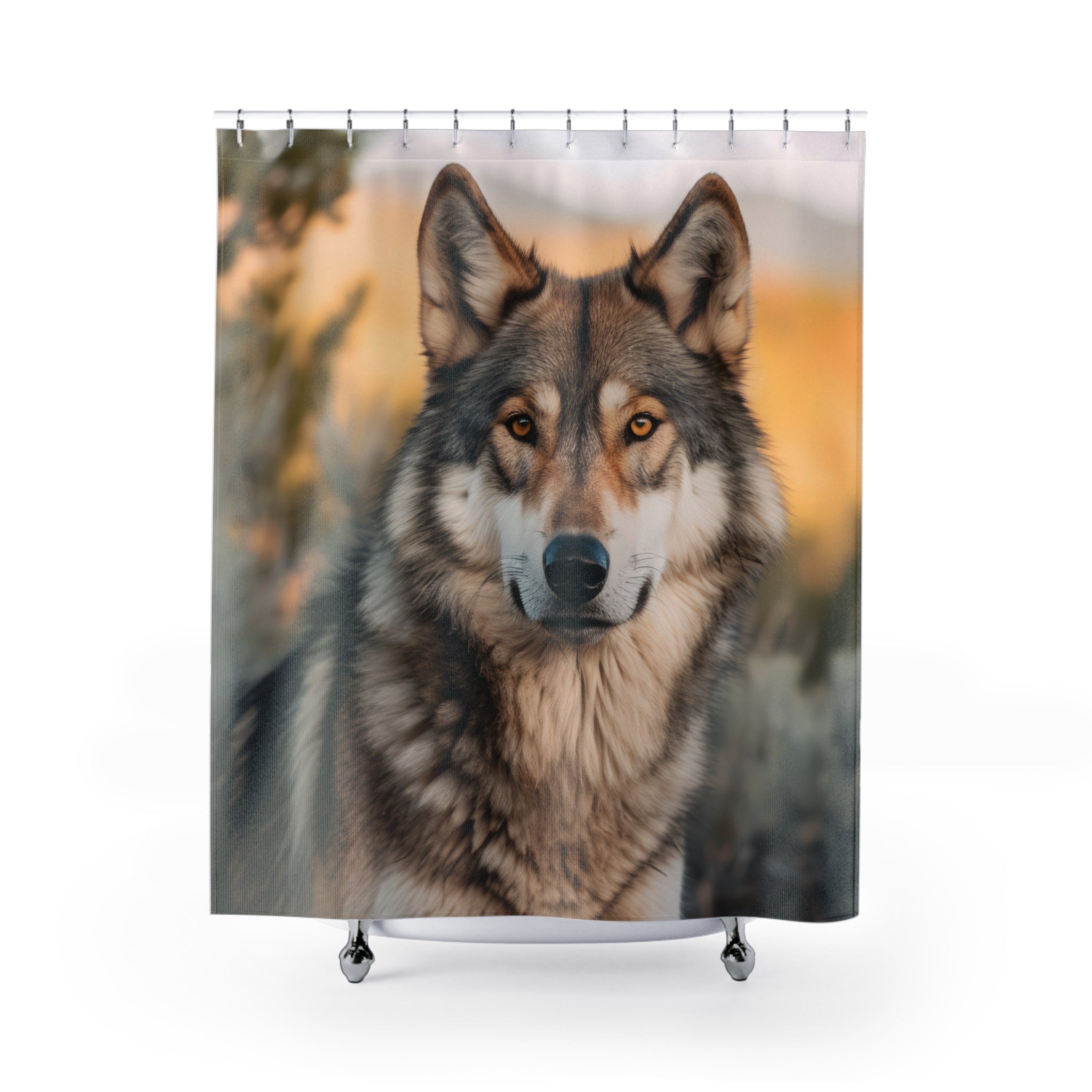 Nature-Inspired Shower Curtain Featuring Majestic Wolf Design, Rustic Home Decor, Wildlife Enthusiast Gift, Bathroom Accessories