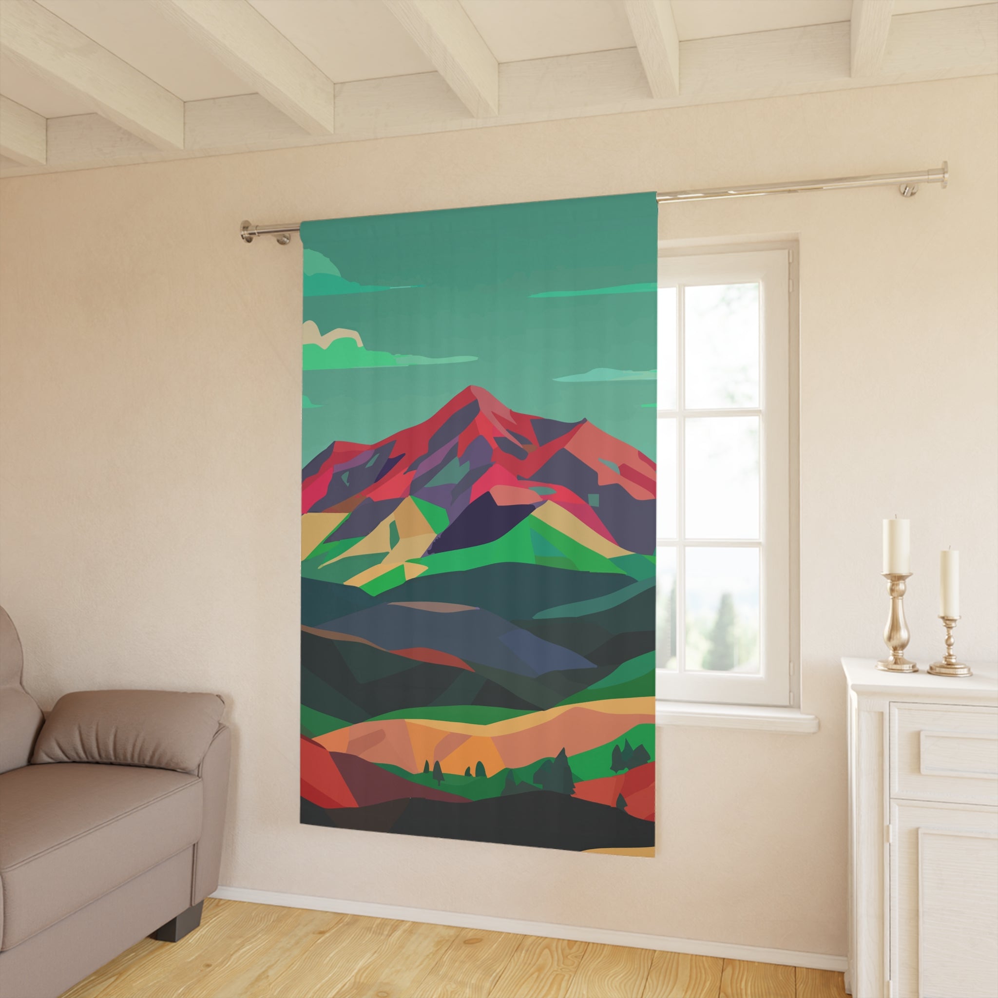 Colorados Home Greenish Mountain Love Blackout Window Curtain