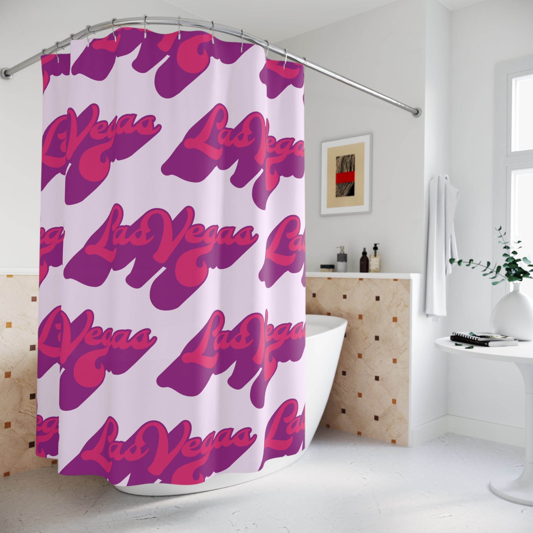 Vibrant Vegas Shower Curtain, Retro Bathroom Decor, Fun Home Accessory, Unique Gift Idea, Celebration, Party Decor