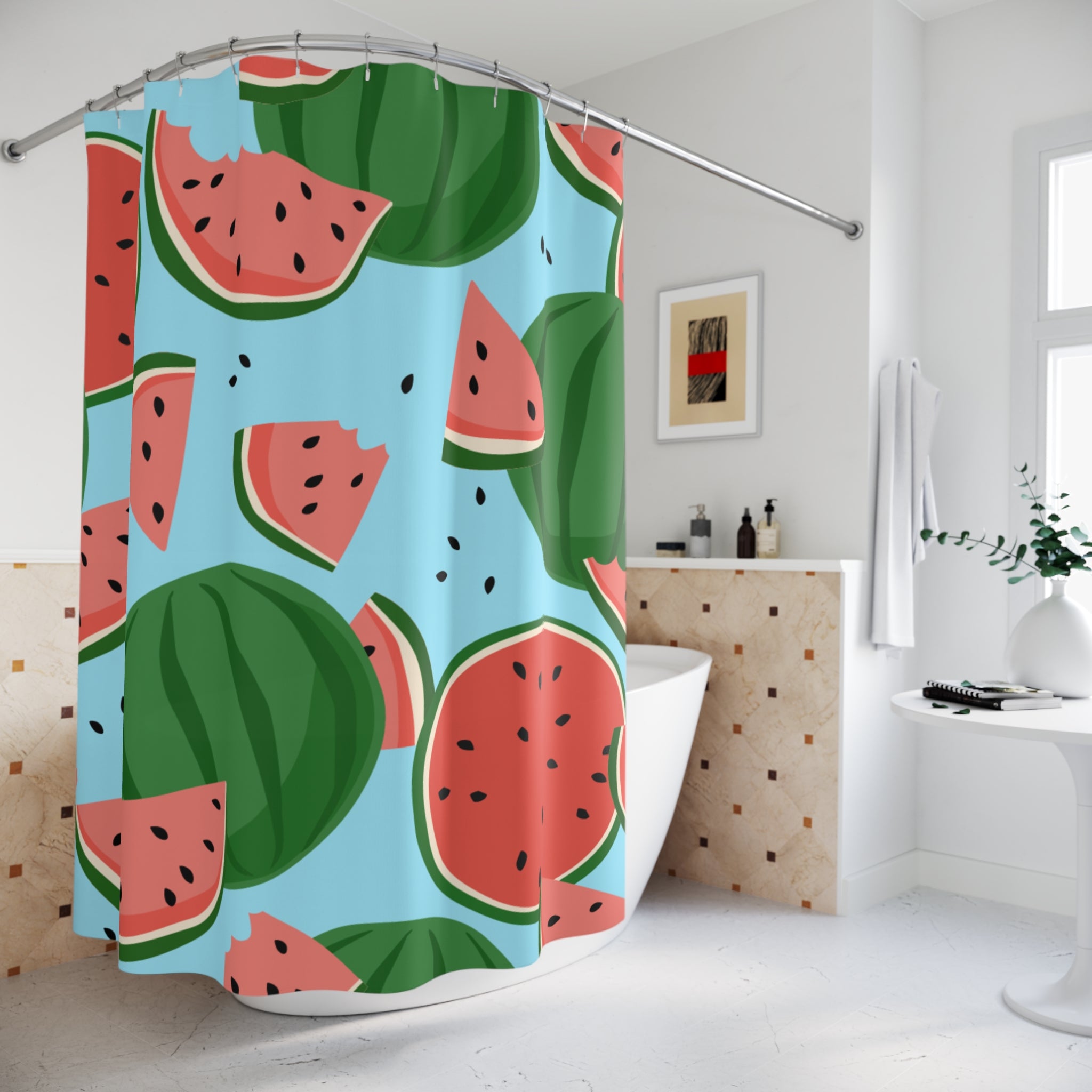 Watermelon Seeds N' Tings Shower Curtain