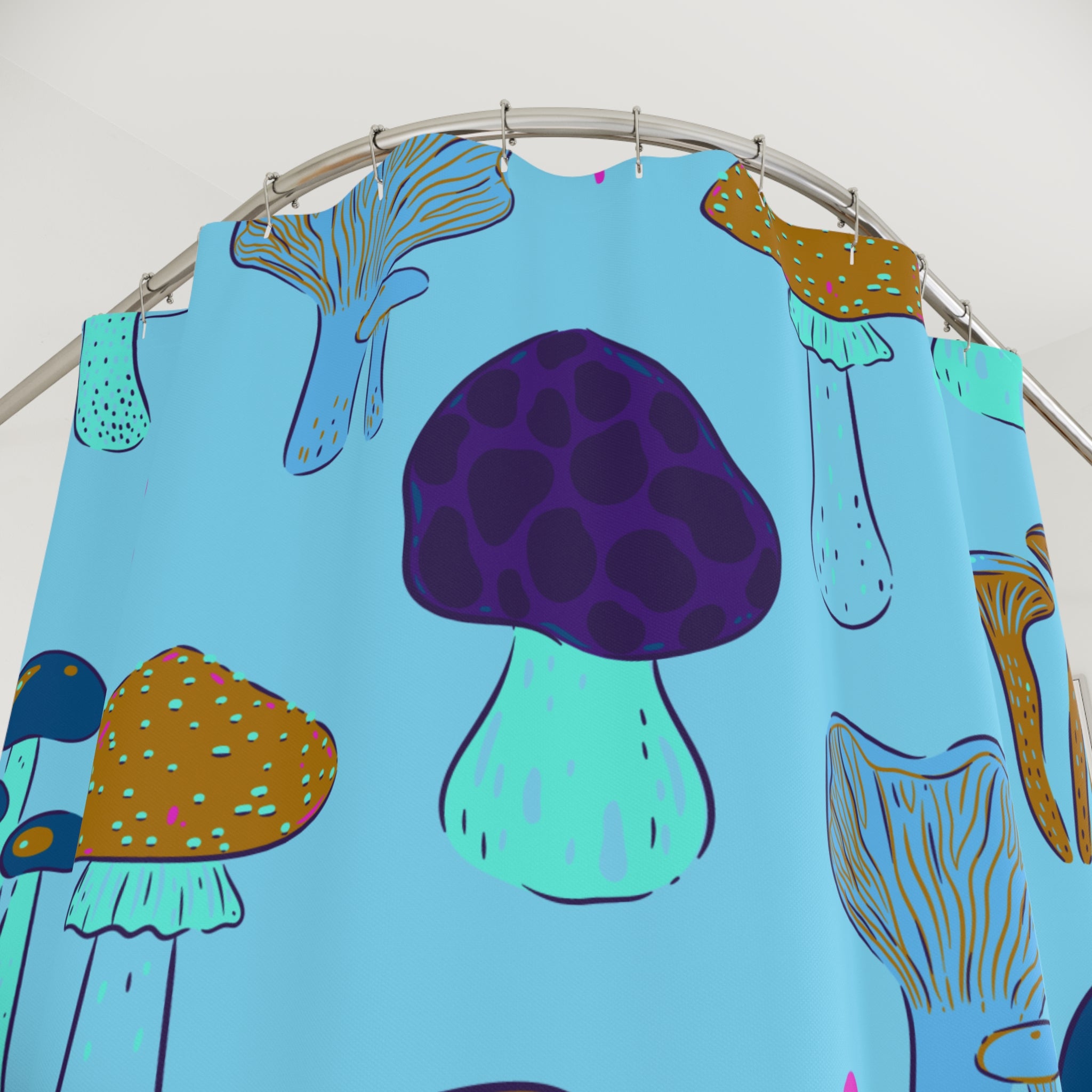 So Much Shroom Blue Shower Curtain
