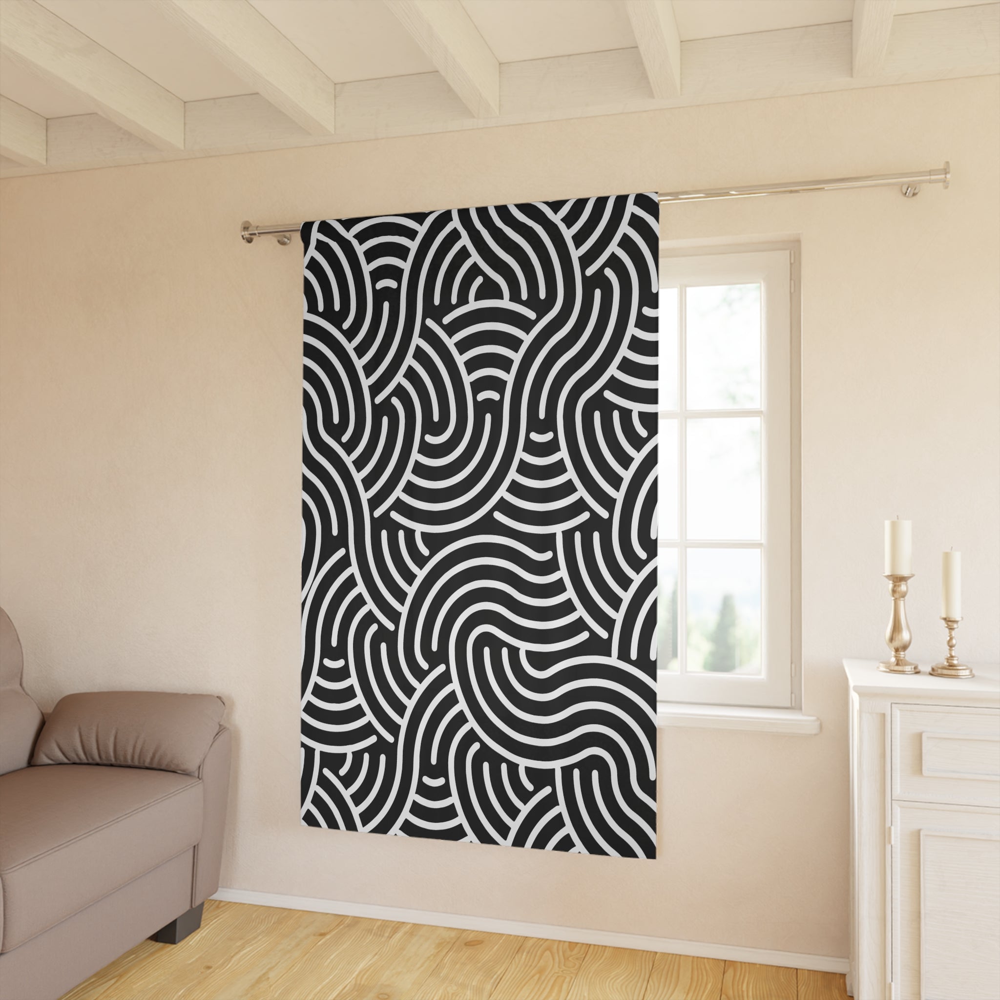 No Rules Black & White Pattern Blackout Window Curtain