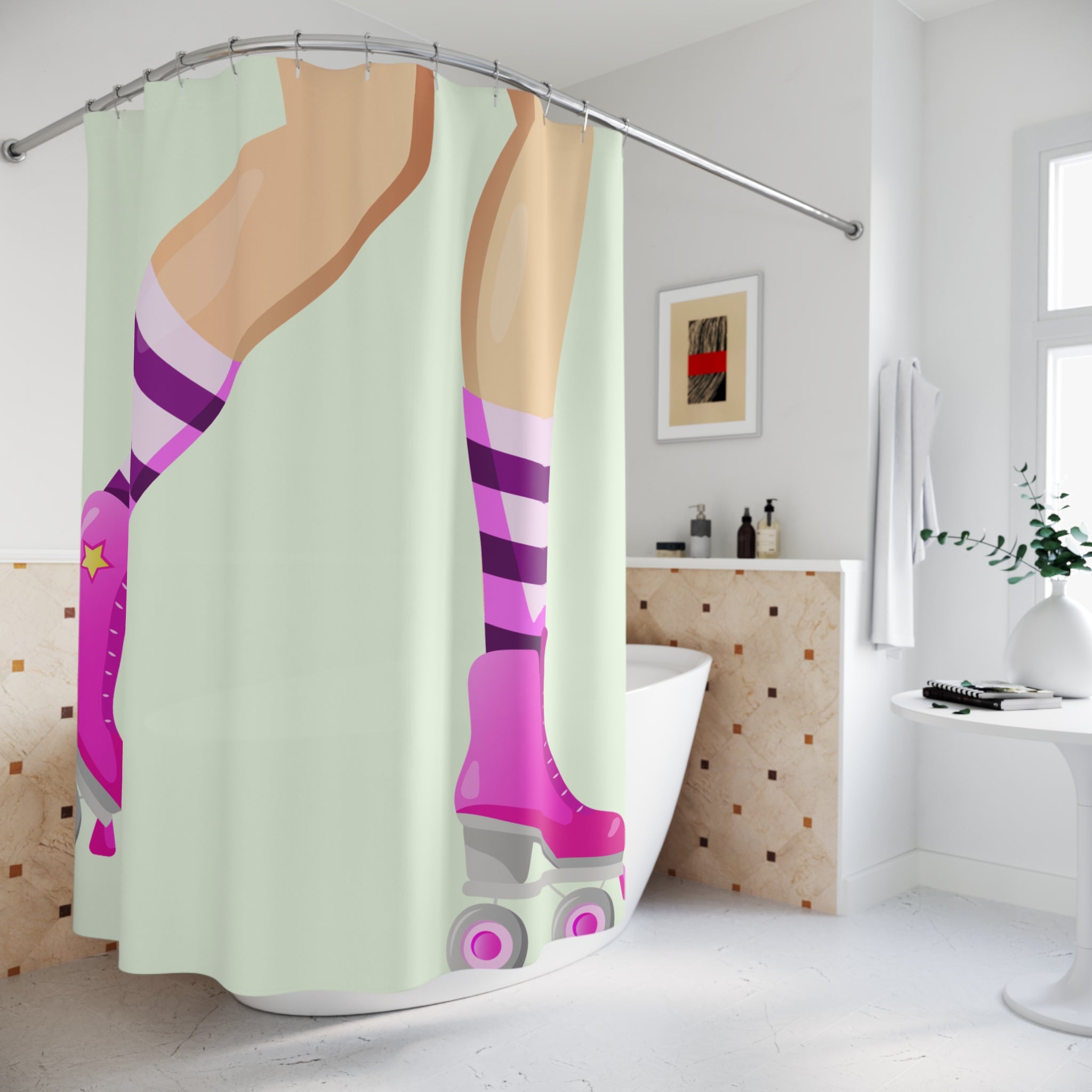 Vibrant Roller Skate Girl Legs Shower Curtain, Fun Bathroom Decor, Retro Vibe, Gift for Skating Enthusiasts, Unique Home Accessory, Ideal for [...]