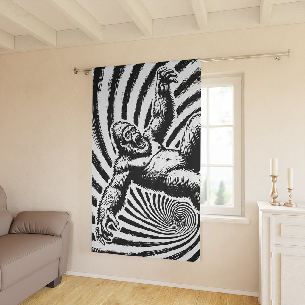 Whimsical Sasquatch Through Time Blackout Window Curtain