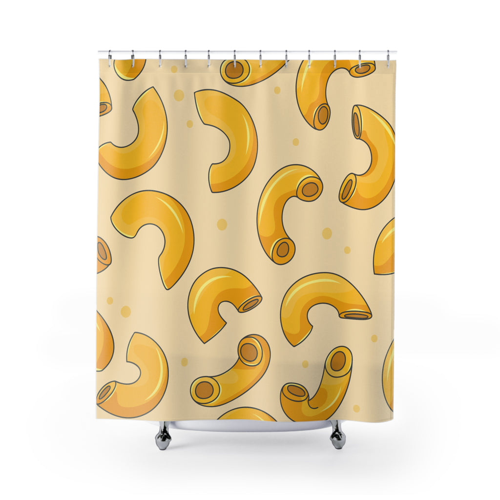 Macaroni Pattern Shower Curtain, Fun Bathroom Decor, Kitchen Theme, Gift for Chefs, Playful Home Accessories, Quirky Design
