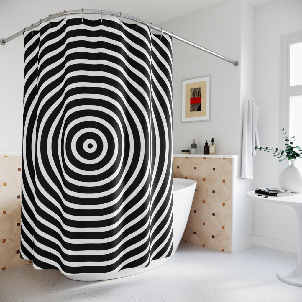 Modern Mega Spiral Geometric Shower Curtain, Minimalist Bathroom Decor, Black and White Stripes, Unique Gift Idea, Trendy Home Accessory