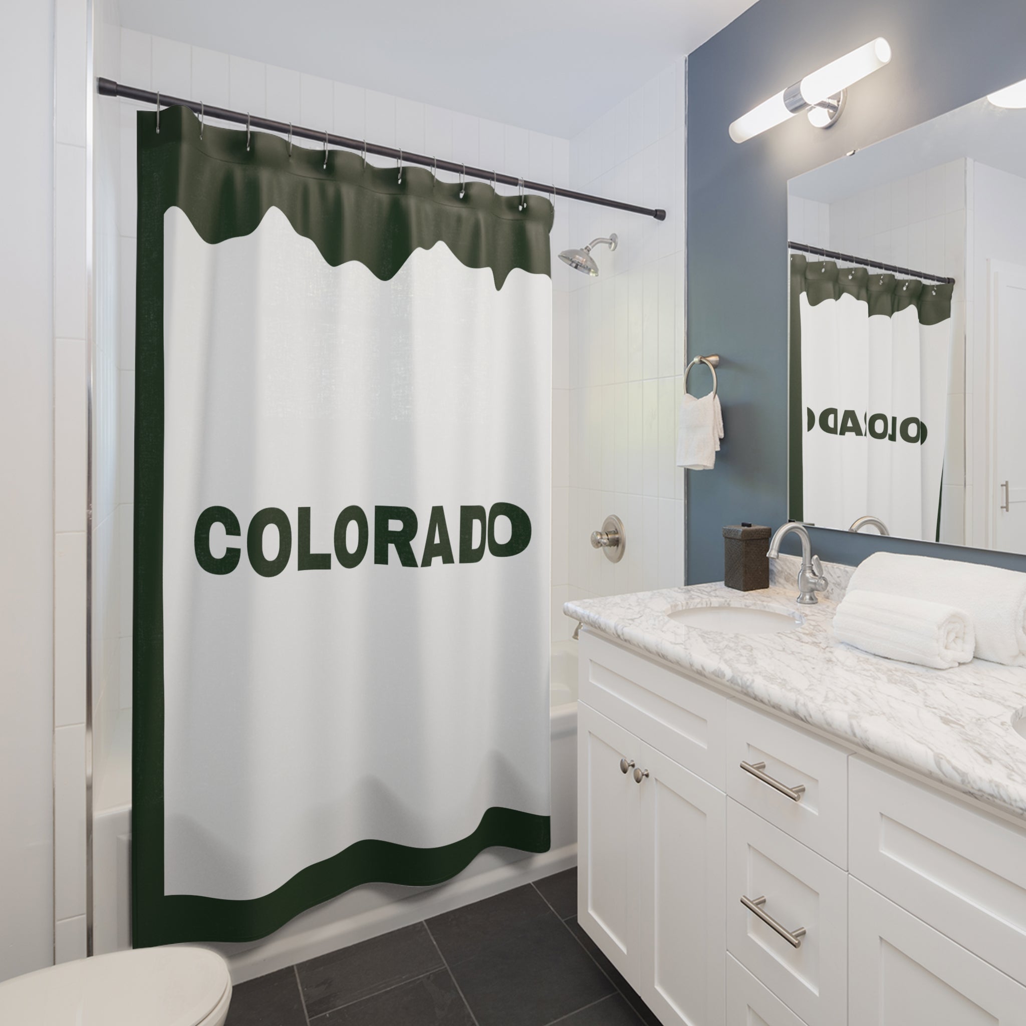 Colorado License Plate Mountains Shower Curtain, Modern Bathroom Decor, Adventure Theme, Gift for Travelers, Stylish Home Accessory, Nature Inspired