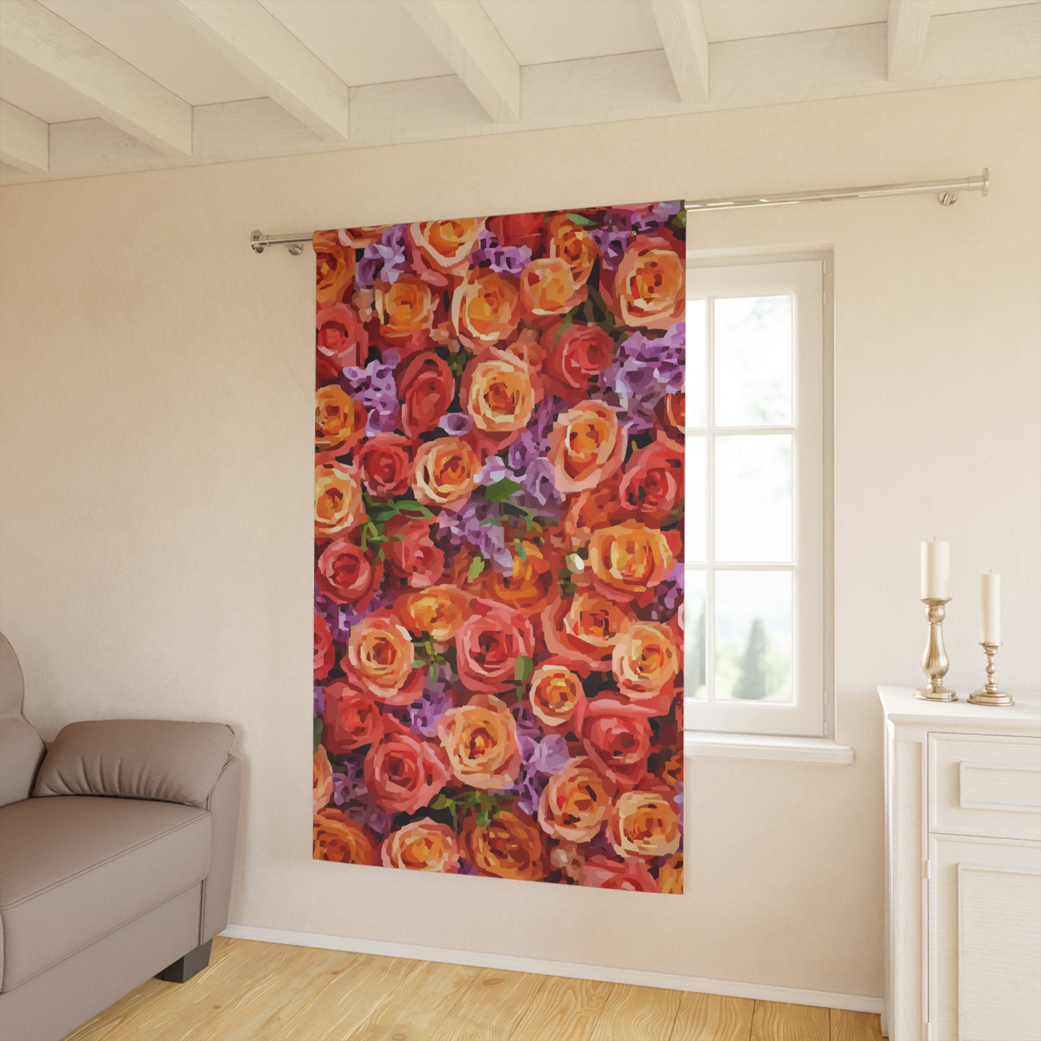 Pretty Roses Squished Together Blackout Window Curtain