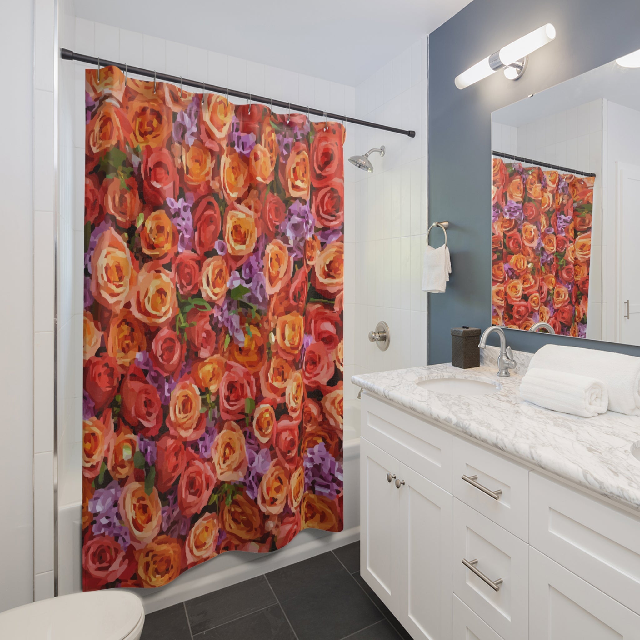 Pretty Roses Squished Together Shower Curtain