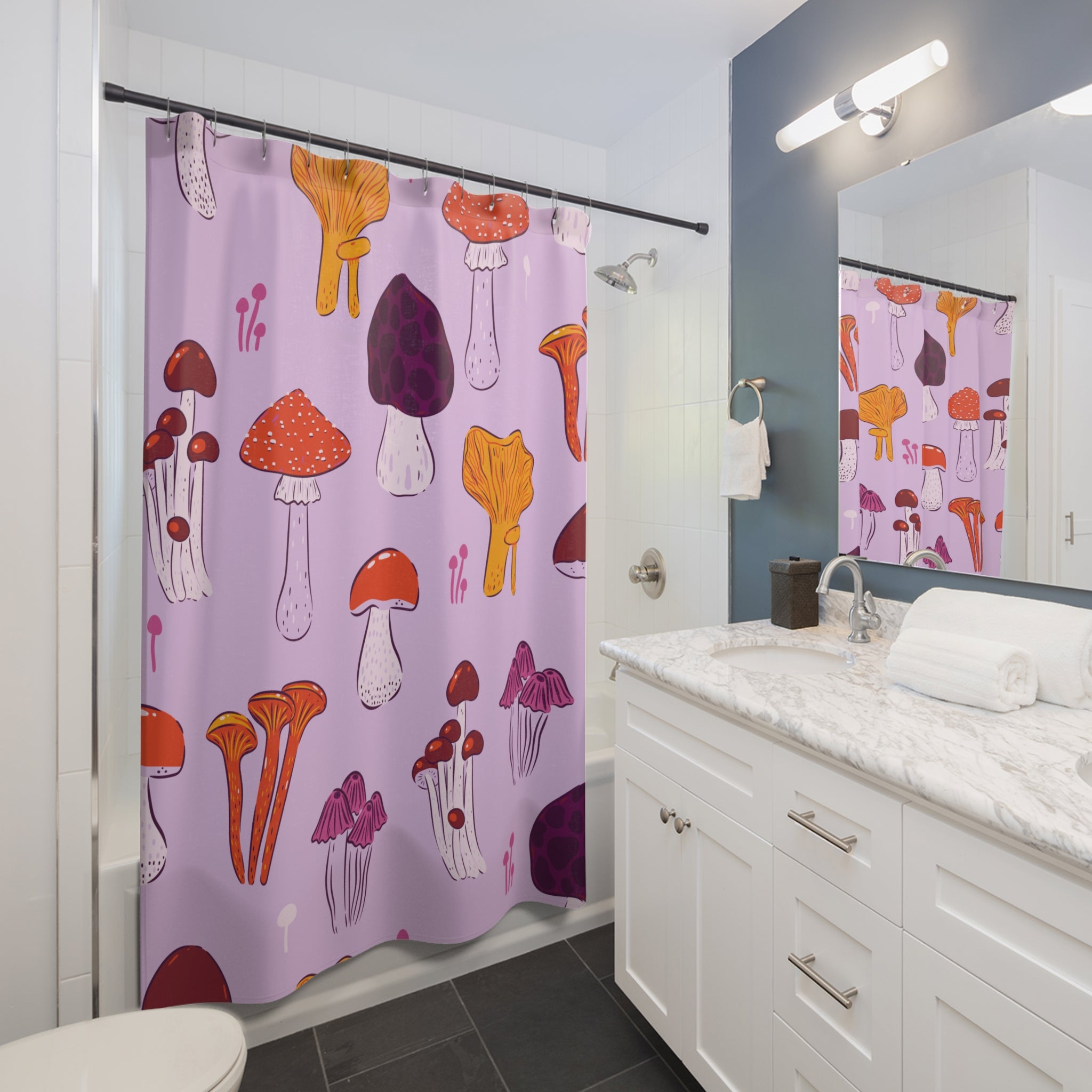 So Much Shroom Pink Shower Curtain