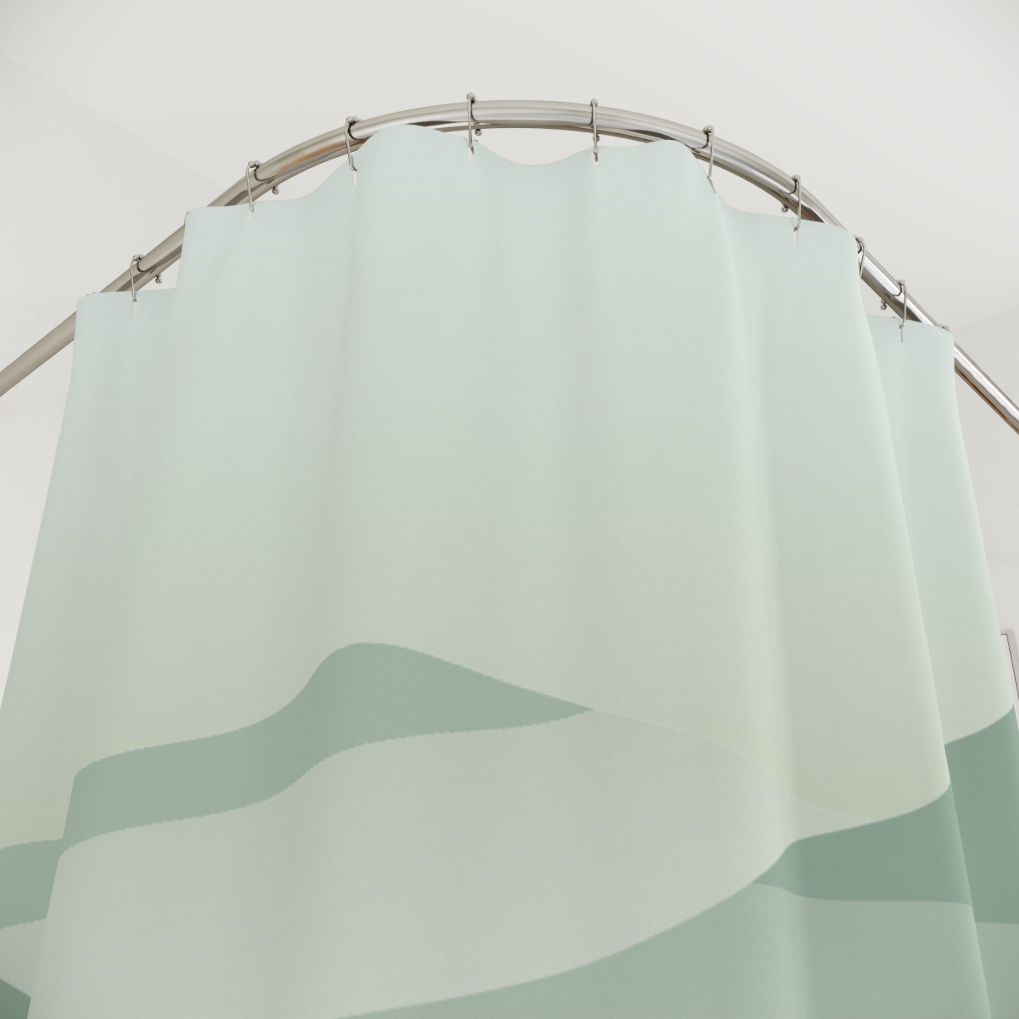 Serene Green Mountain Shower Curtain, Minimalist Bathroom Decor, Peaceful Shower Curtain, Nature Inspired Design, Modern Home Accessory