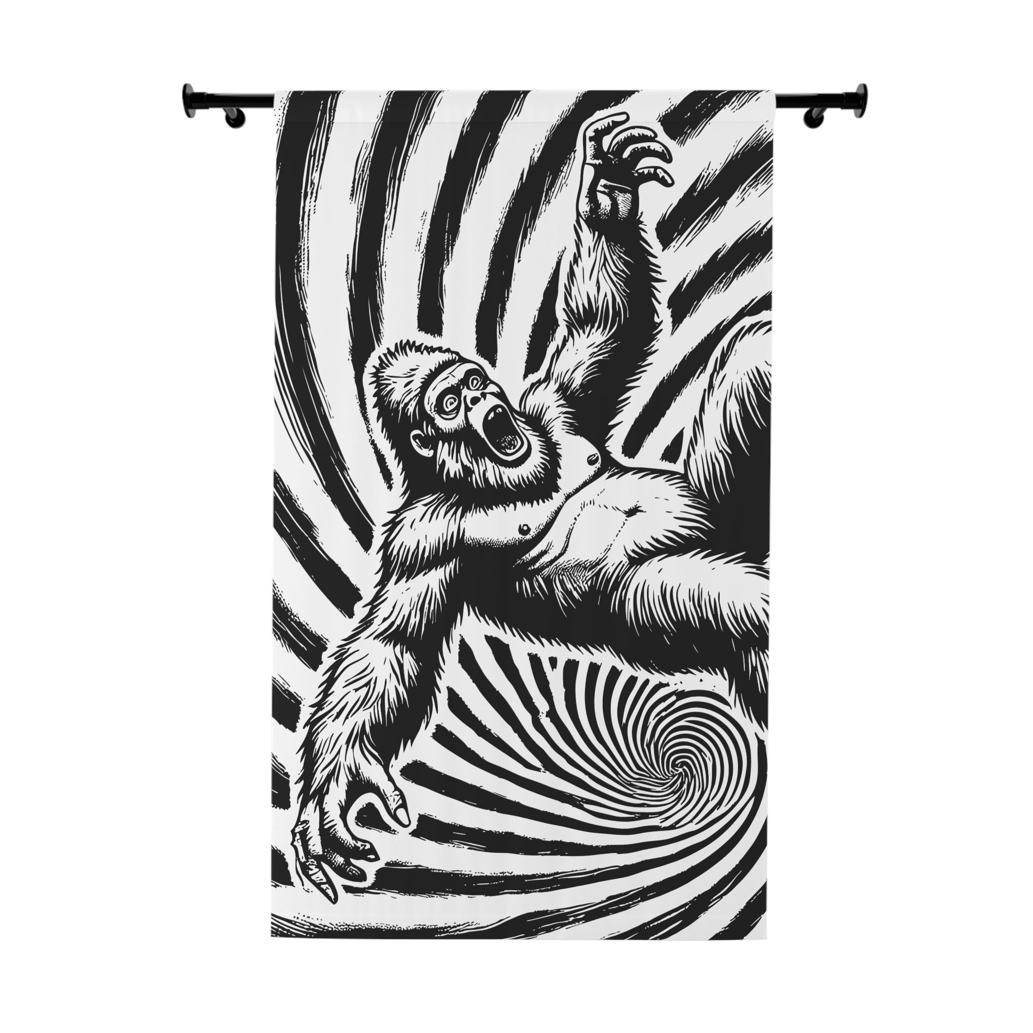 Whimsical Sasquatch Through Time Blackout Window Curtain