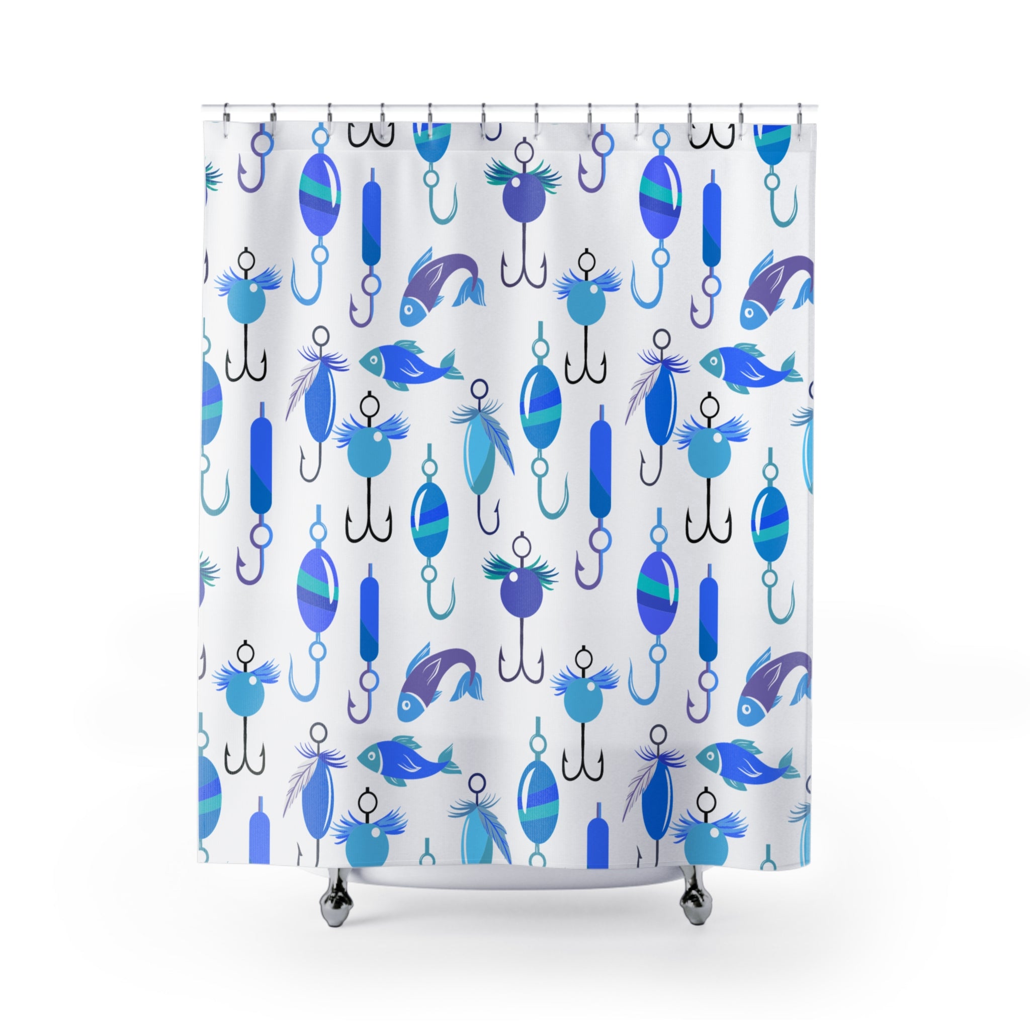 Morning Blue Fishing Shower Curtain