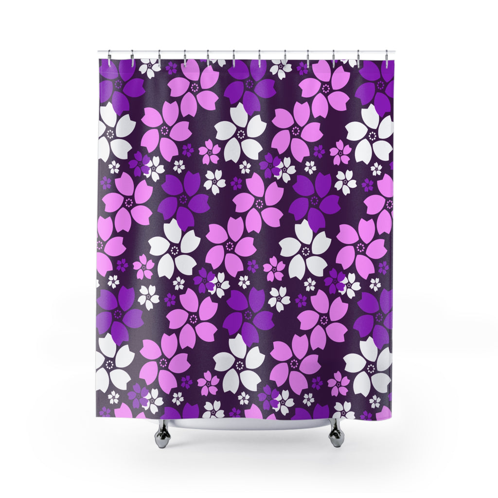 Peach Blossom Purple Pattern Shower Curtain