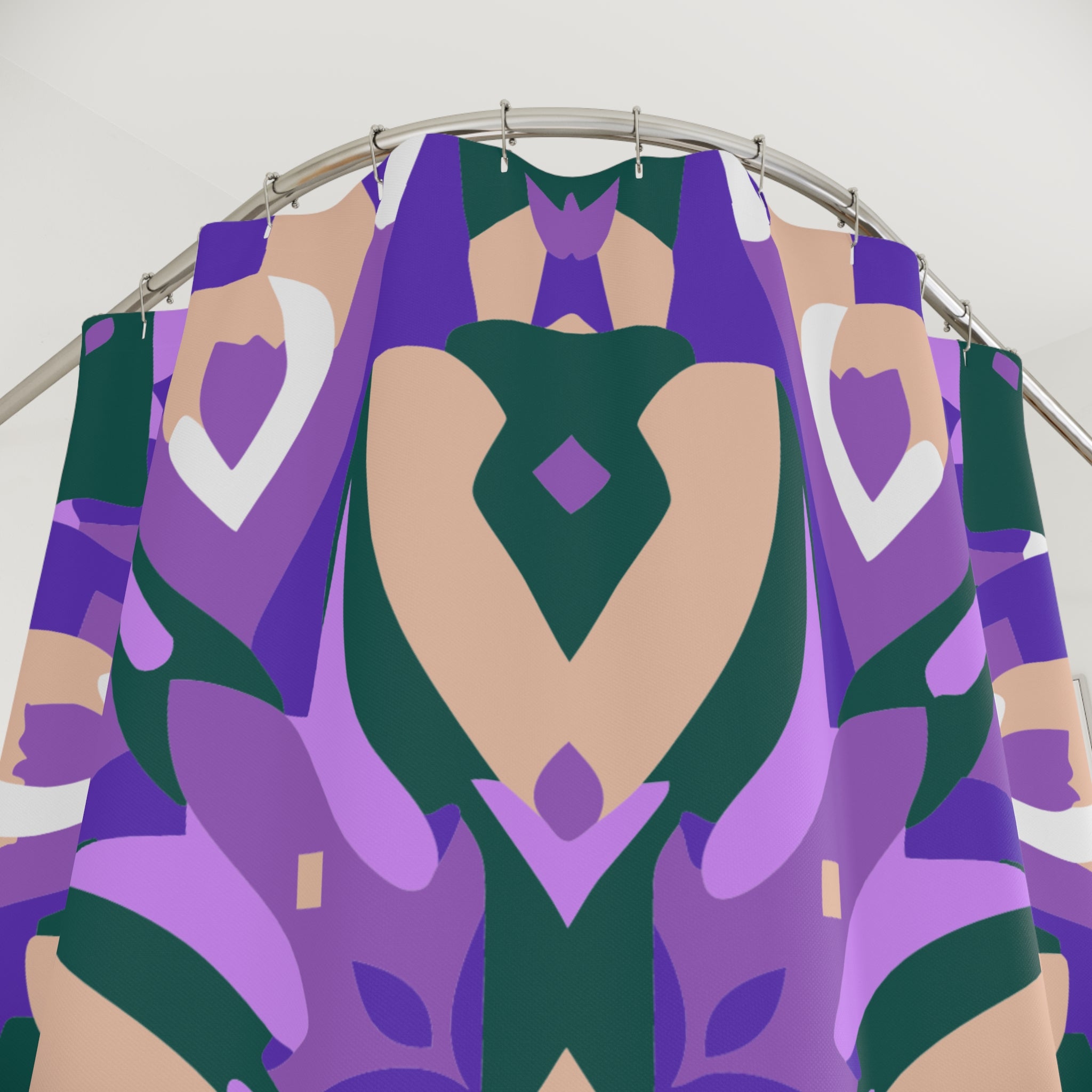 Purplish Geometric Patterned Shower Curtain