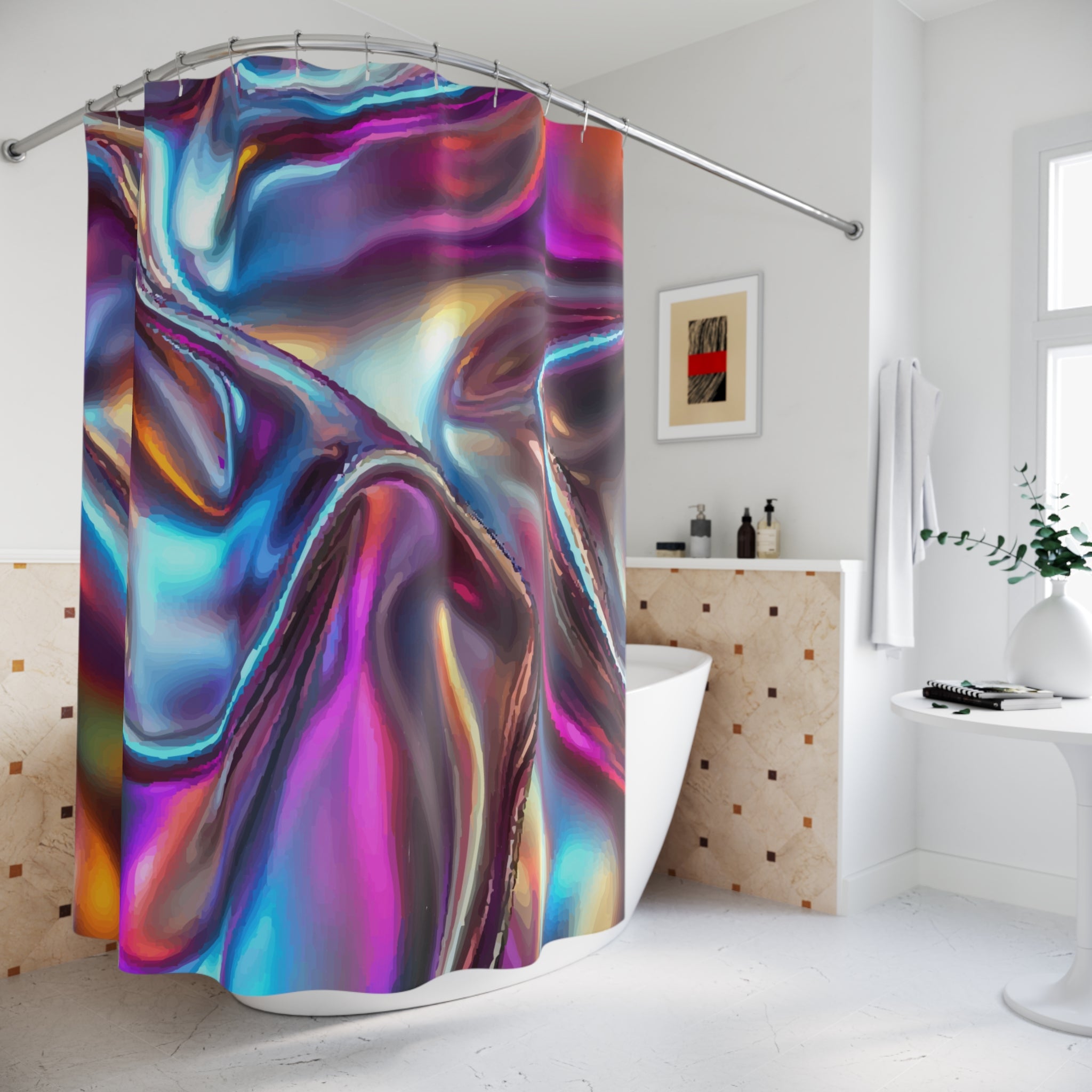 Colorful Iridescent Fabric Style Art Shower Curtain
