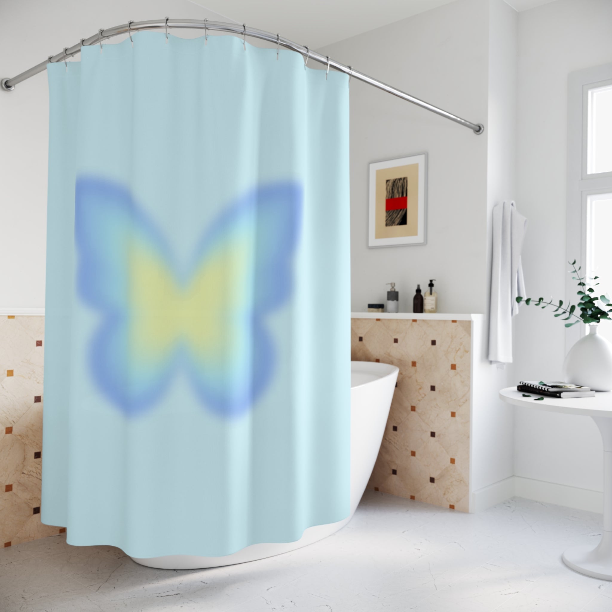 Aura Butterfly Bliss Shower Curtain, Nature-Inspired Home Decor, Boho Bathroom Accessories, Colorful Bath Curtain, Gift for Her, Spring Decor
